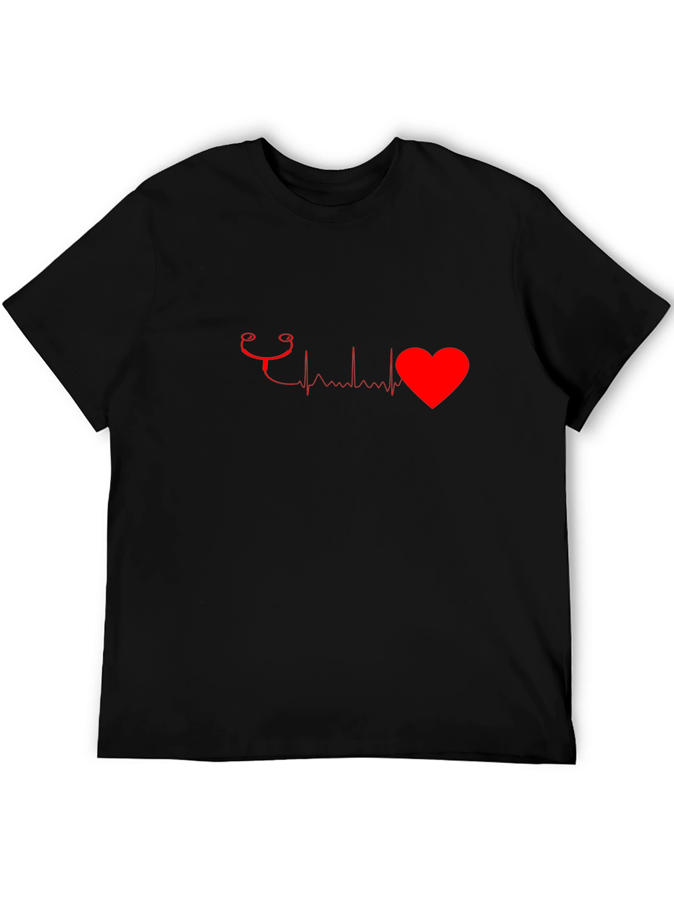 Heartbeat Stethoscope Graphic Tee - Black Cotton