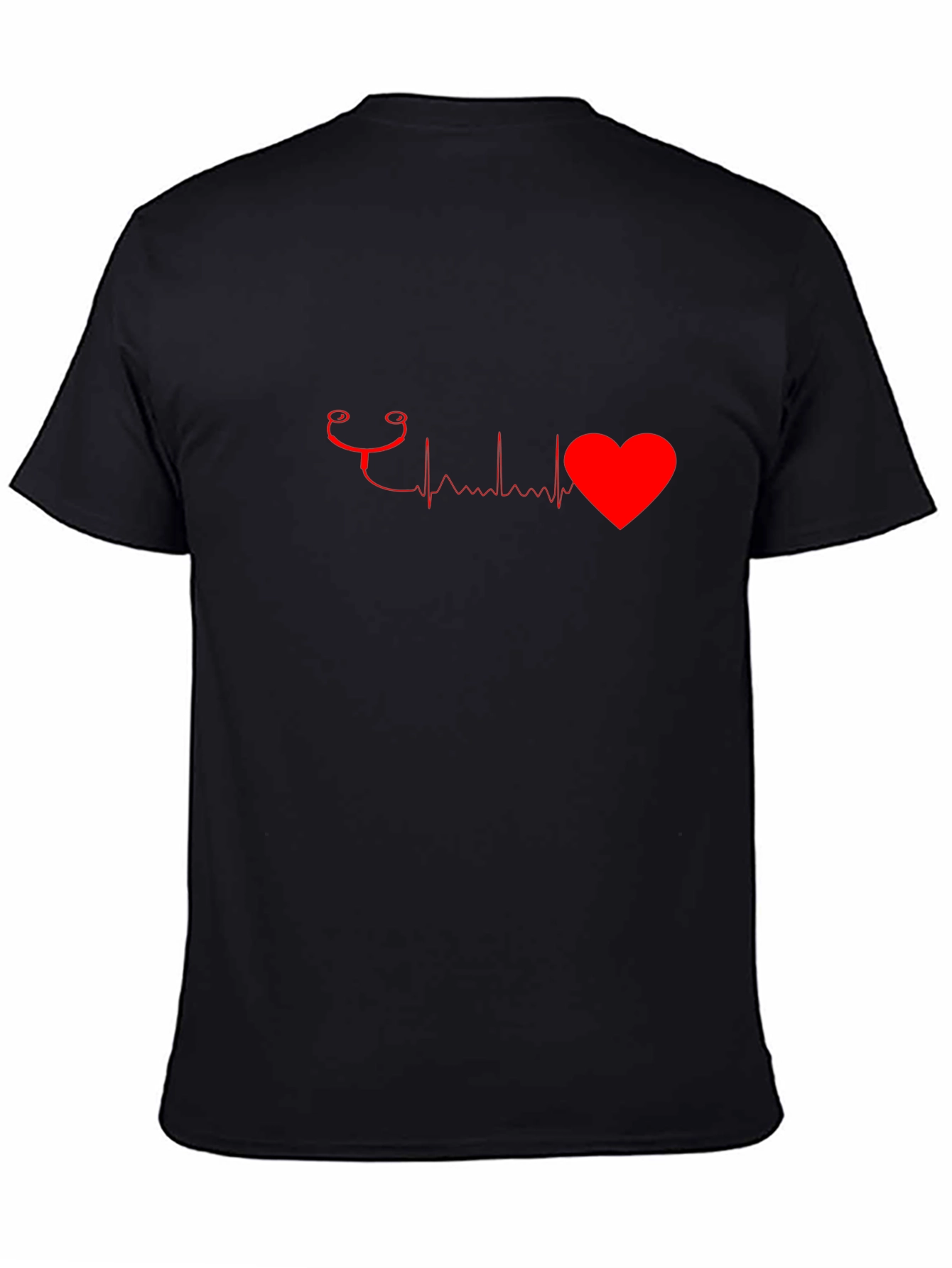 Heartbeat Stethoscope Graphic Tee - Black Cotton