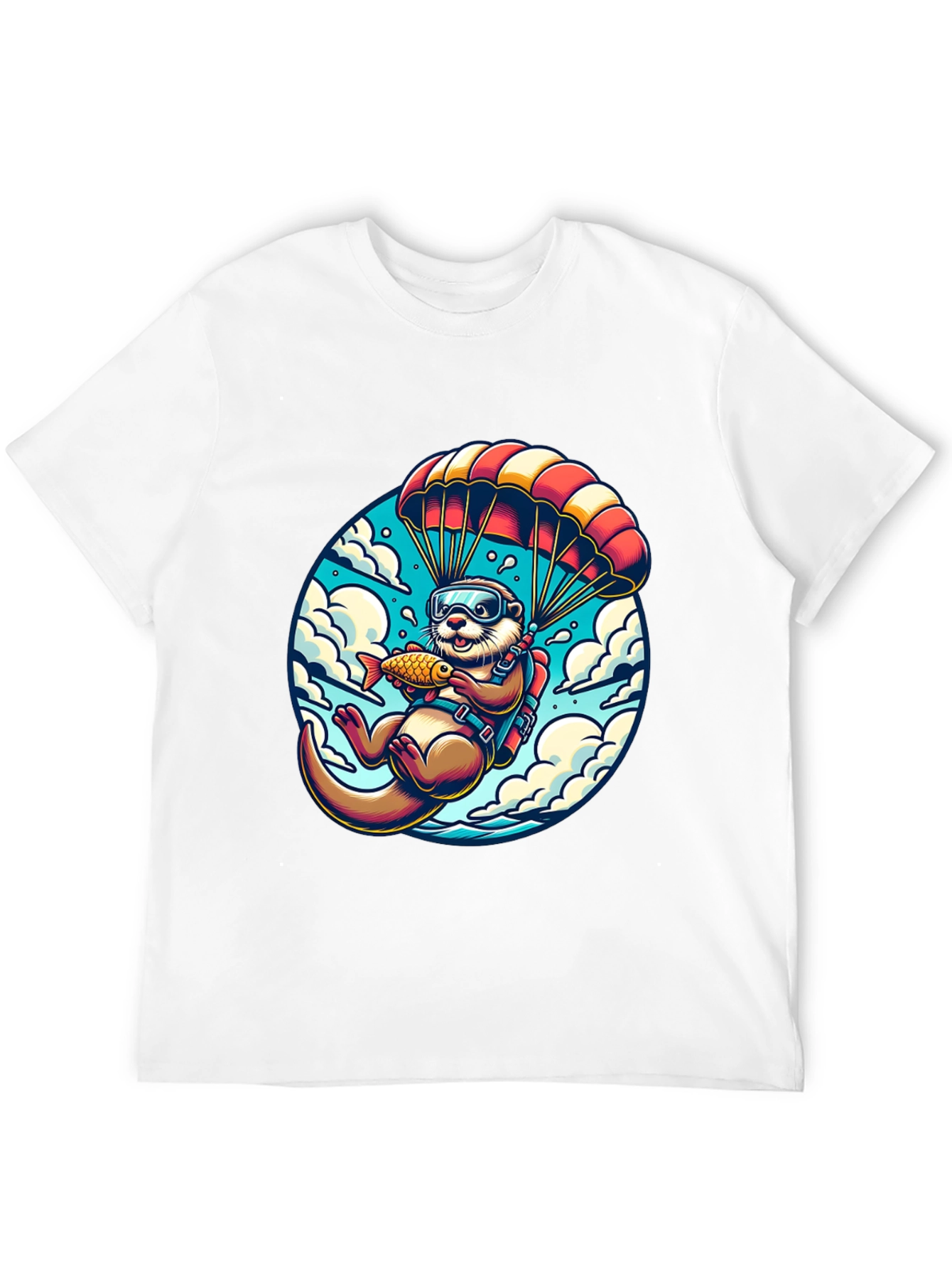 Otter Parachute T-Shirt - Whimsical Skydiving Design