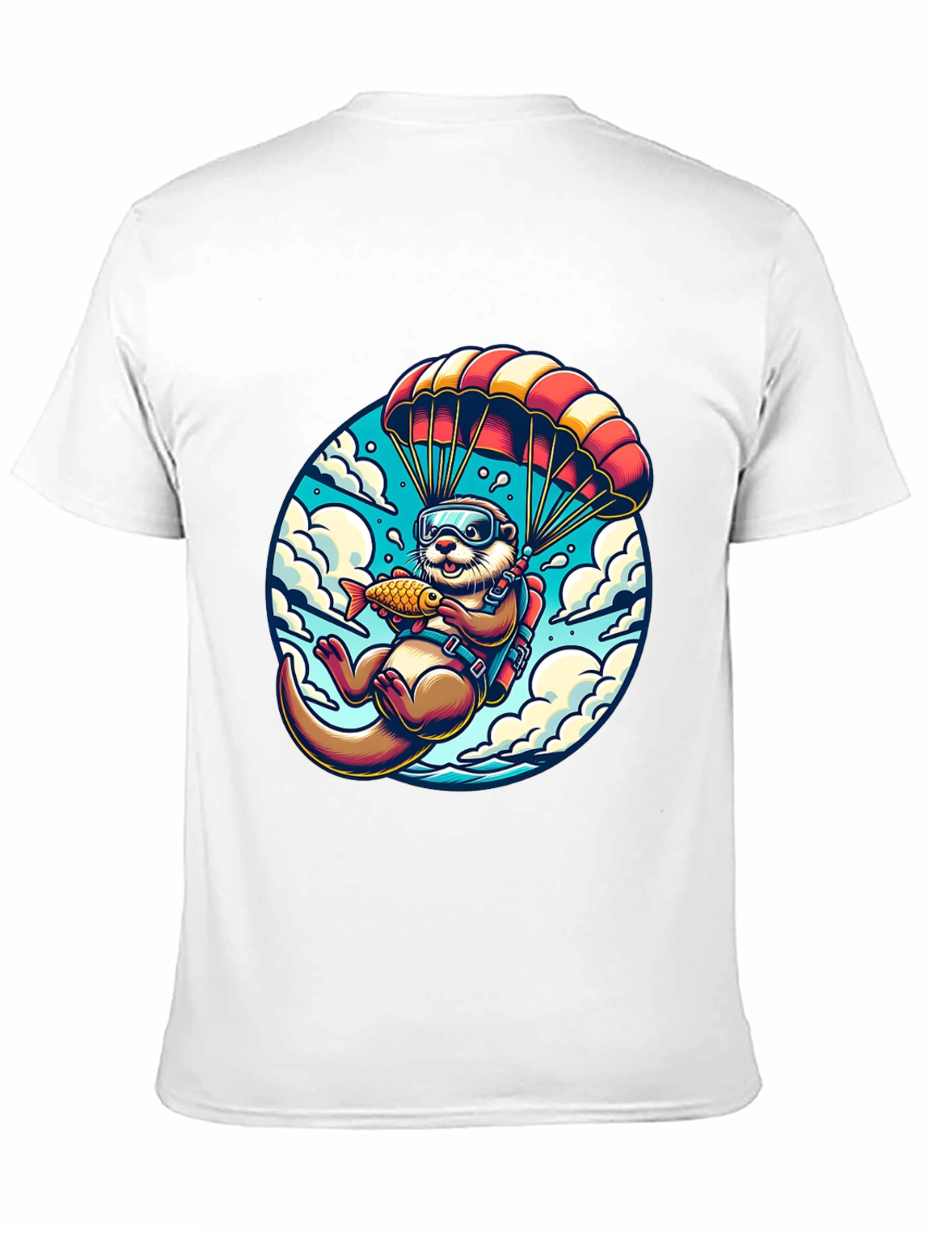 Otter Parachute T-Shirt - Whimsical Skydiving Design