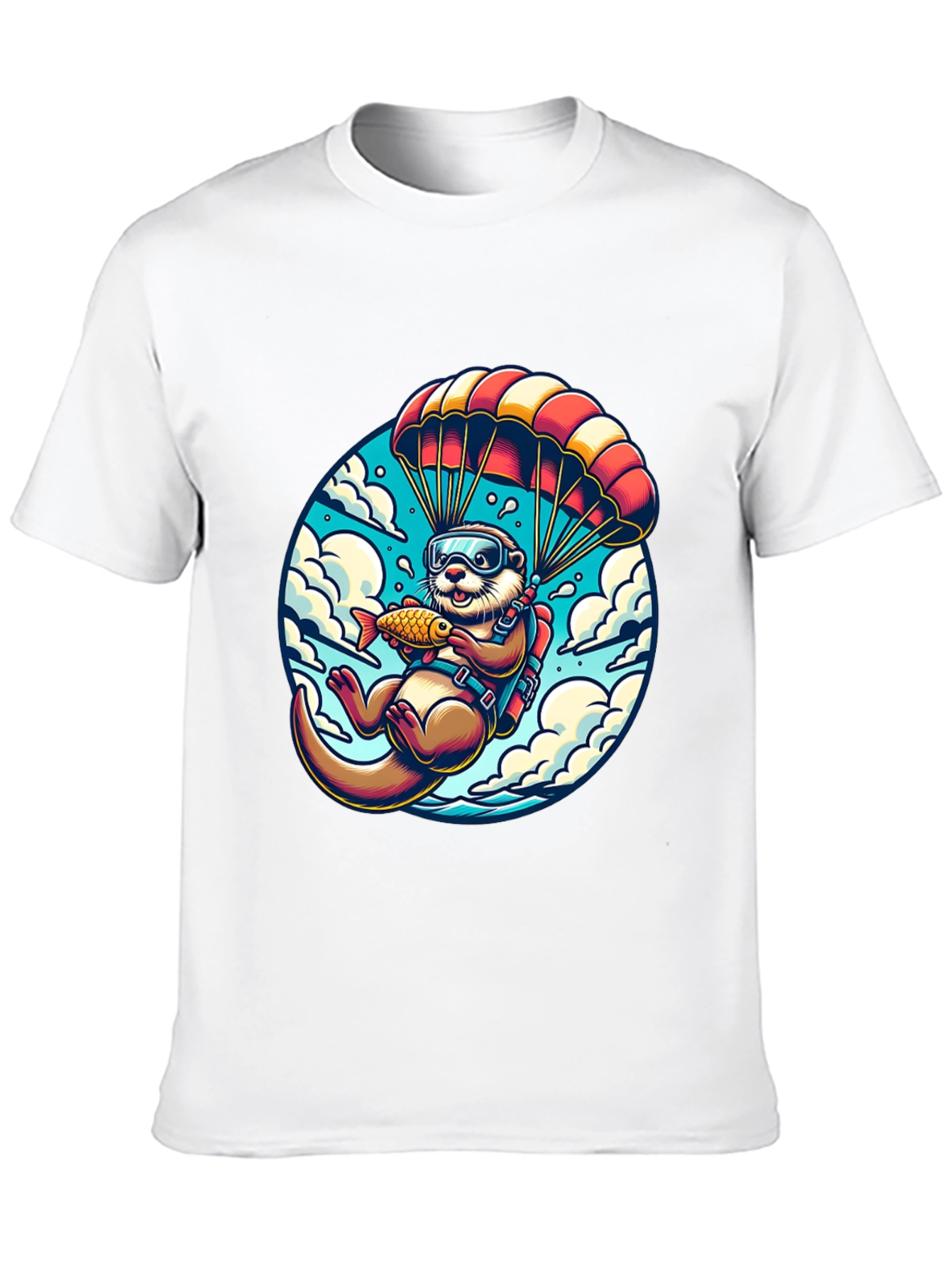 Otter Parachute T-Shirt - Whimsical Skydiving Design
