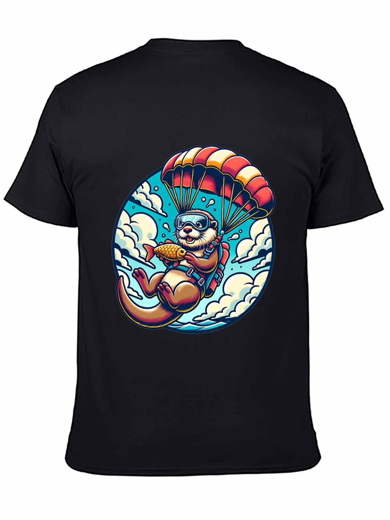 Otter Parachute T-Shirt - Whimsical Skydiving Design