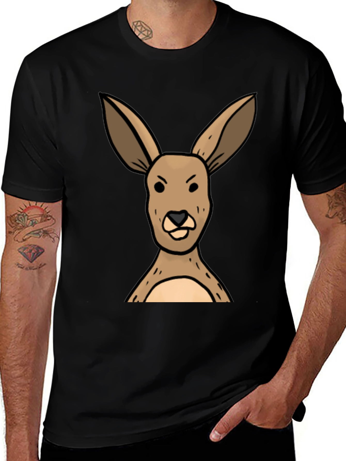 Funny Kangaroo Graphic Tee - Unisex Black T-Shirt