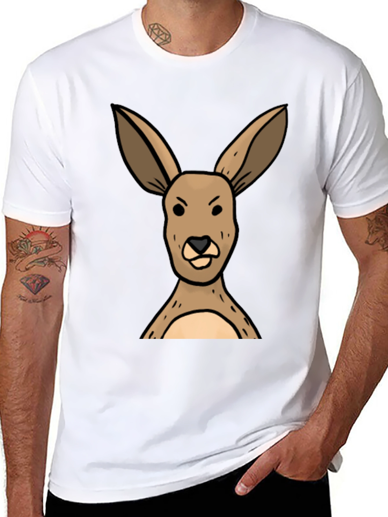 Funny Kangaroo Graphic Tee - Unisex Black T-Shirt