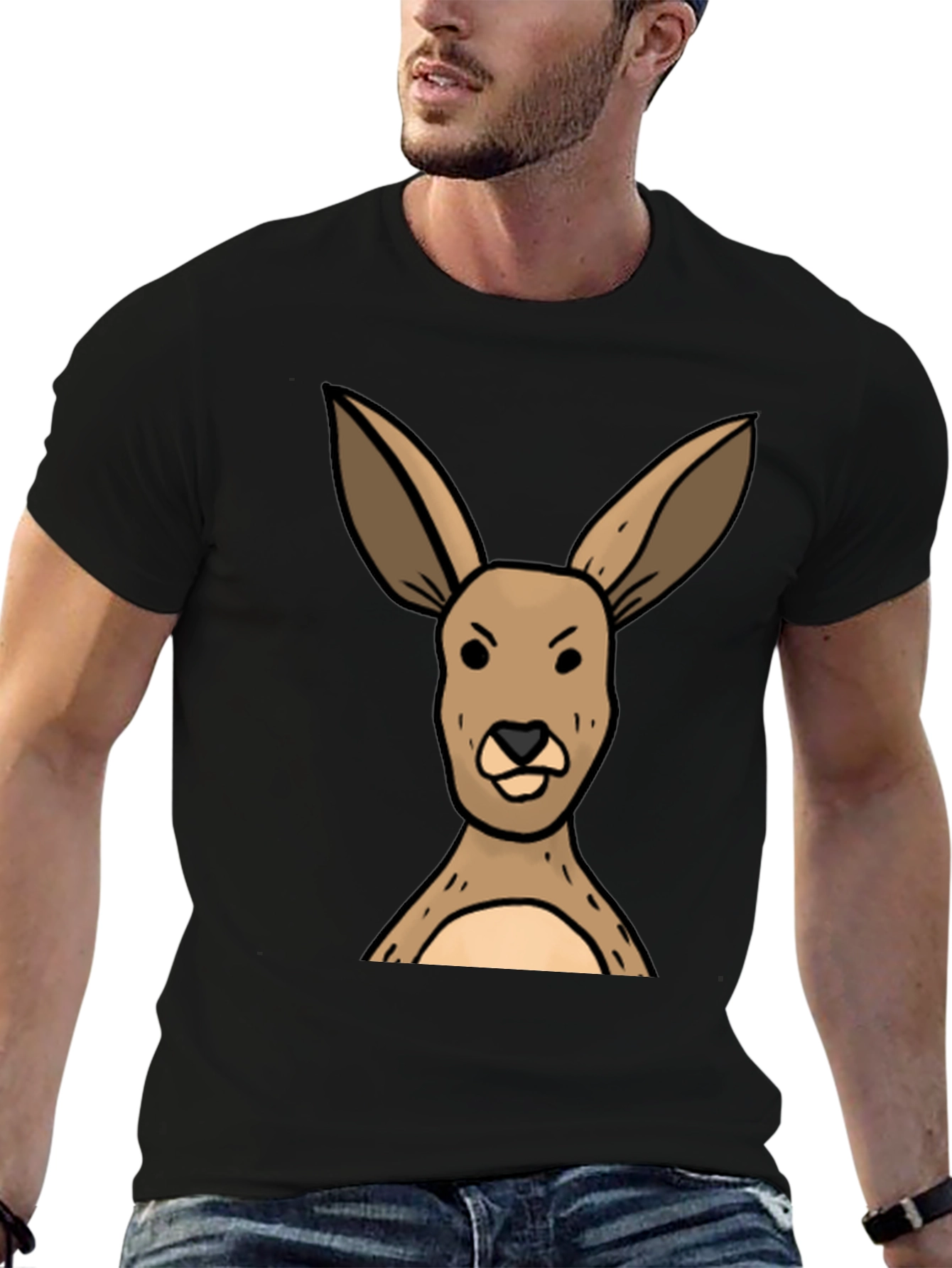 Funny Kangaroo Graphic Tee - Unisex Black T-Shirt