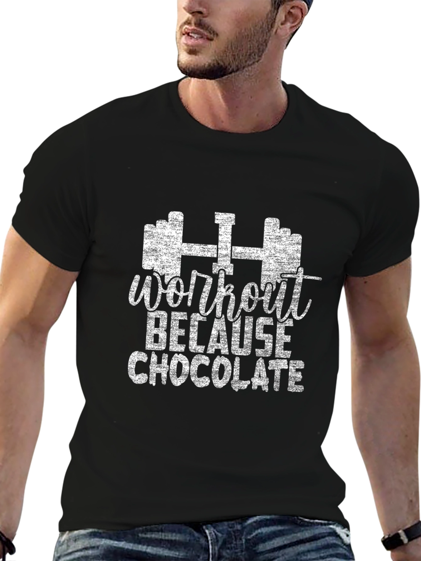 Workout Because Chocolate T-Shirt Funny Gym Tee