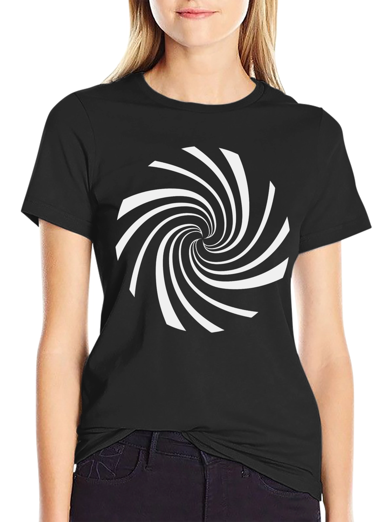 Hypnotic Spiral Graphic Tee - Modern Black T-Shirt