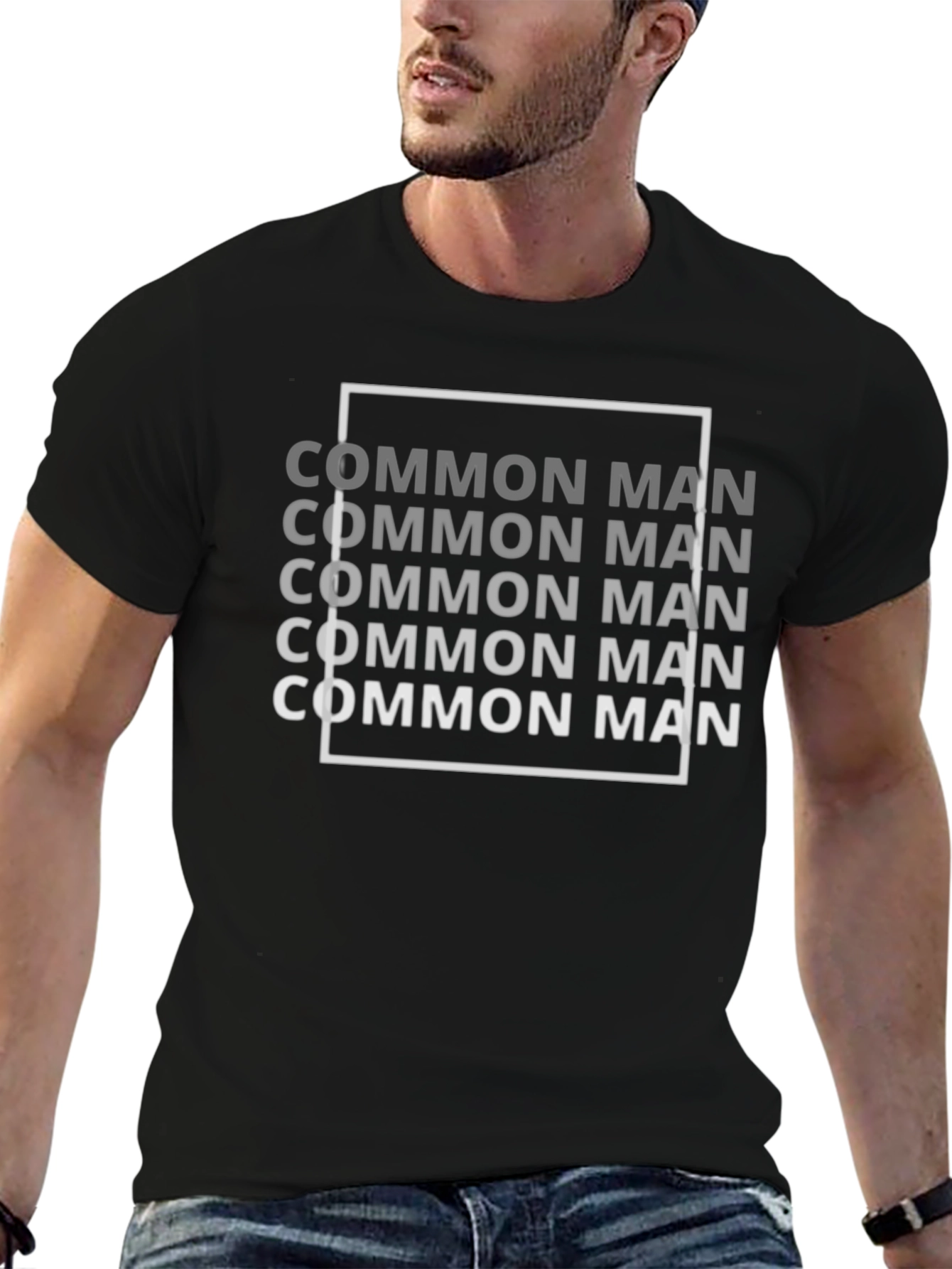 Common Man Graphic Tee - Black Casual Shirt