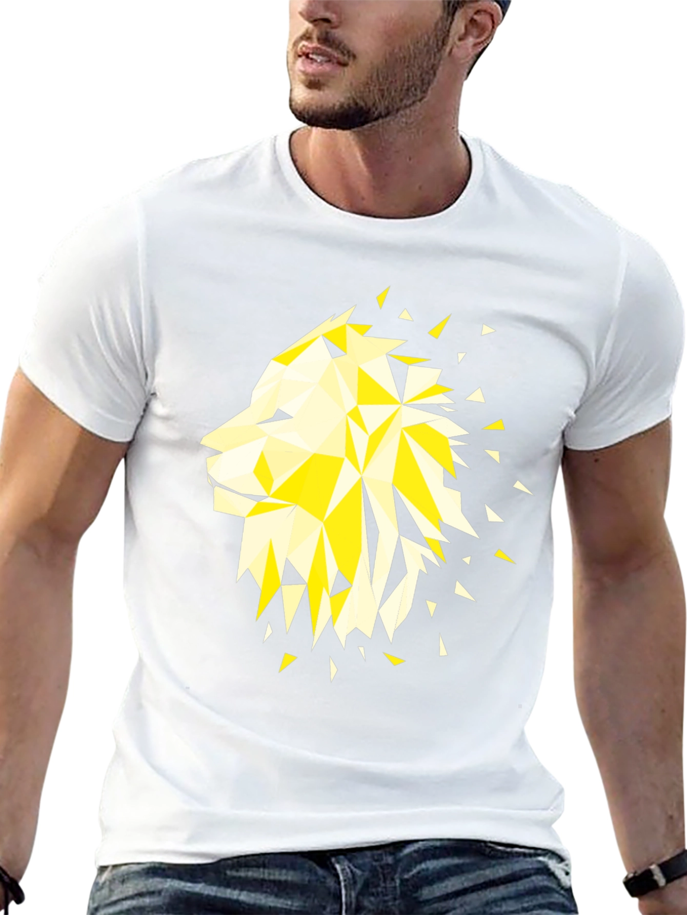 Geometric Lion Graphic Tee - Modern Streetwear