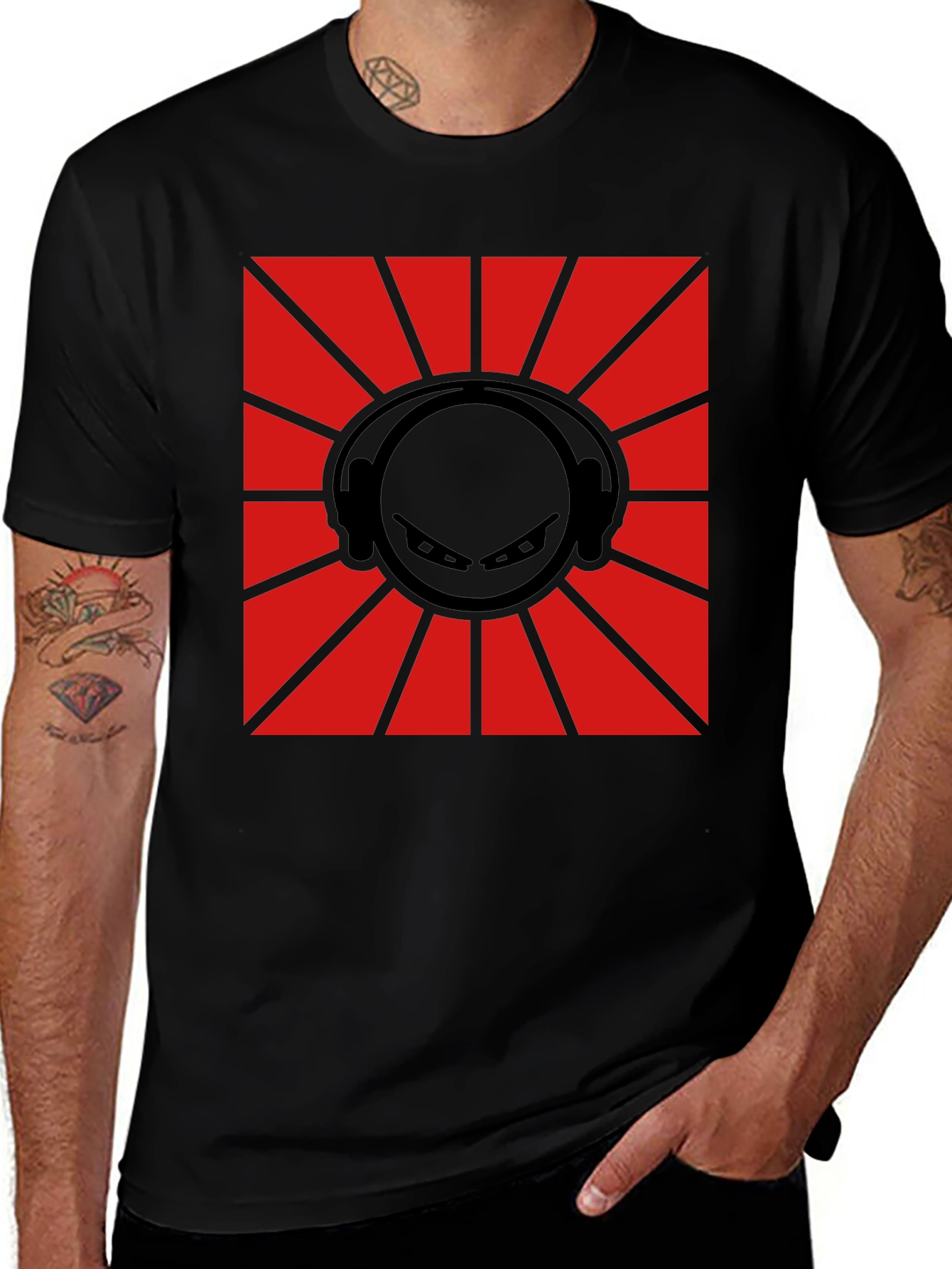 DJ Ninja Graphic Tee - Red & Black Design