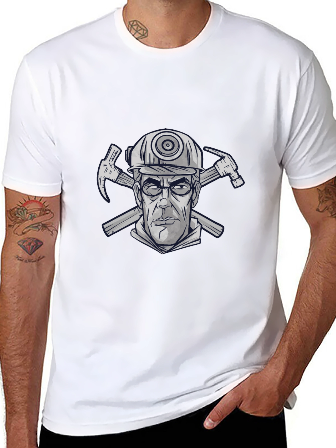 Miner Graphic Tee - Mens Black Crew Neck