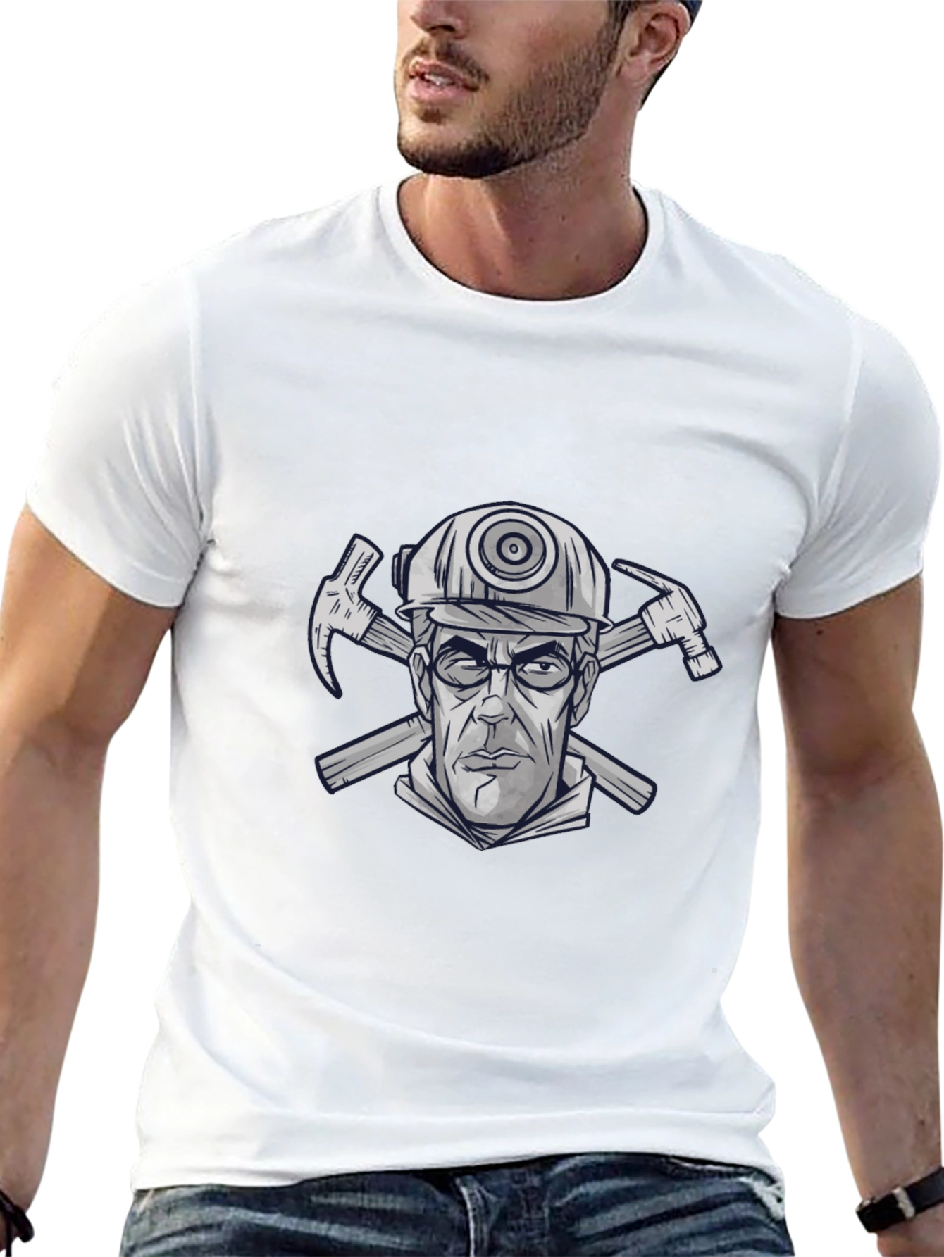 Miner Graphic Tee - Mens Black Crew Neck
