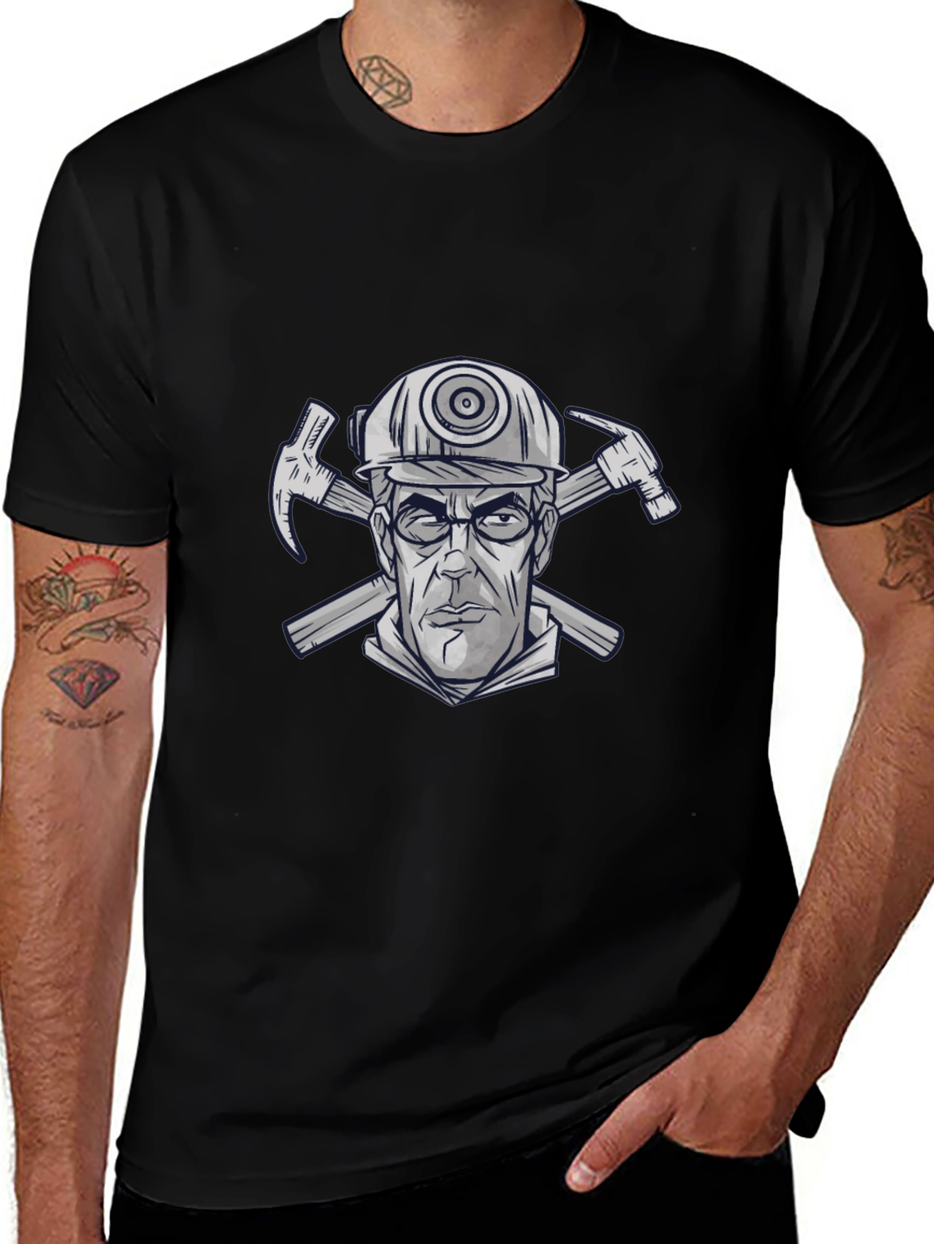 Miner Graphic Tee - Mens Black Crew Neck