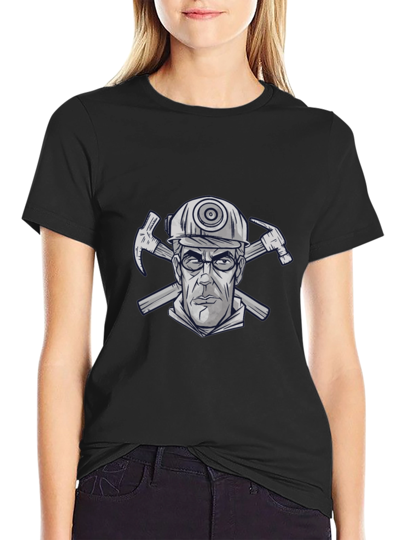 Miner Graphic Tee - Mens Black Crew Neck
