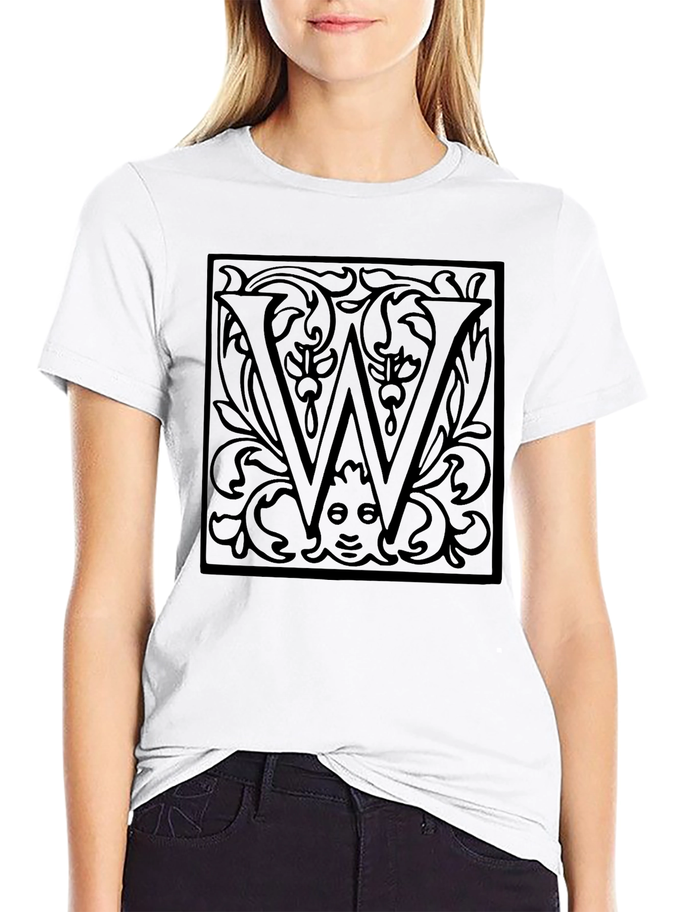 Monogram W Black Graphic Tee - Stylish Unique Design