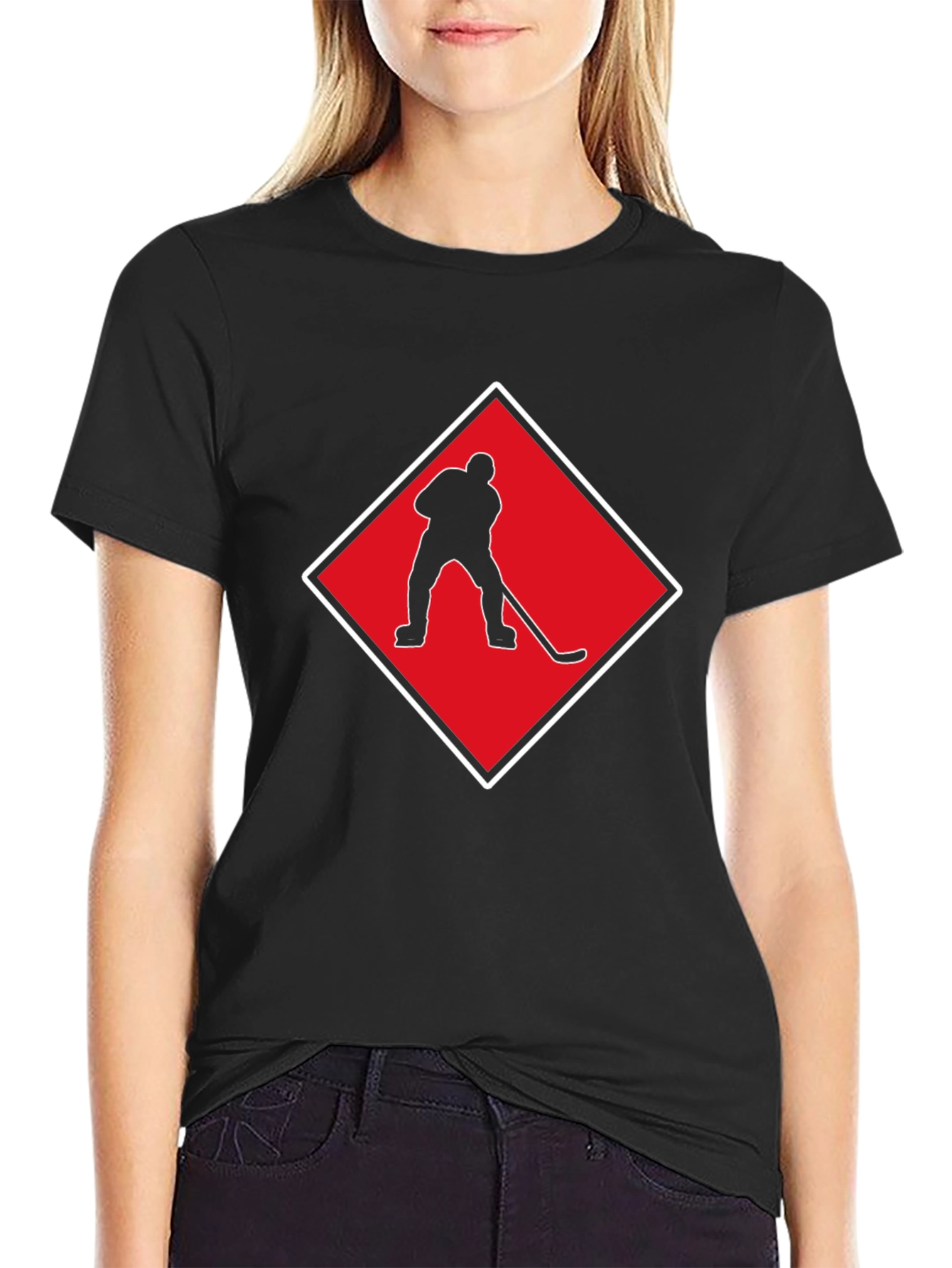 Hockey Player Silhouette Graphic Tee