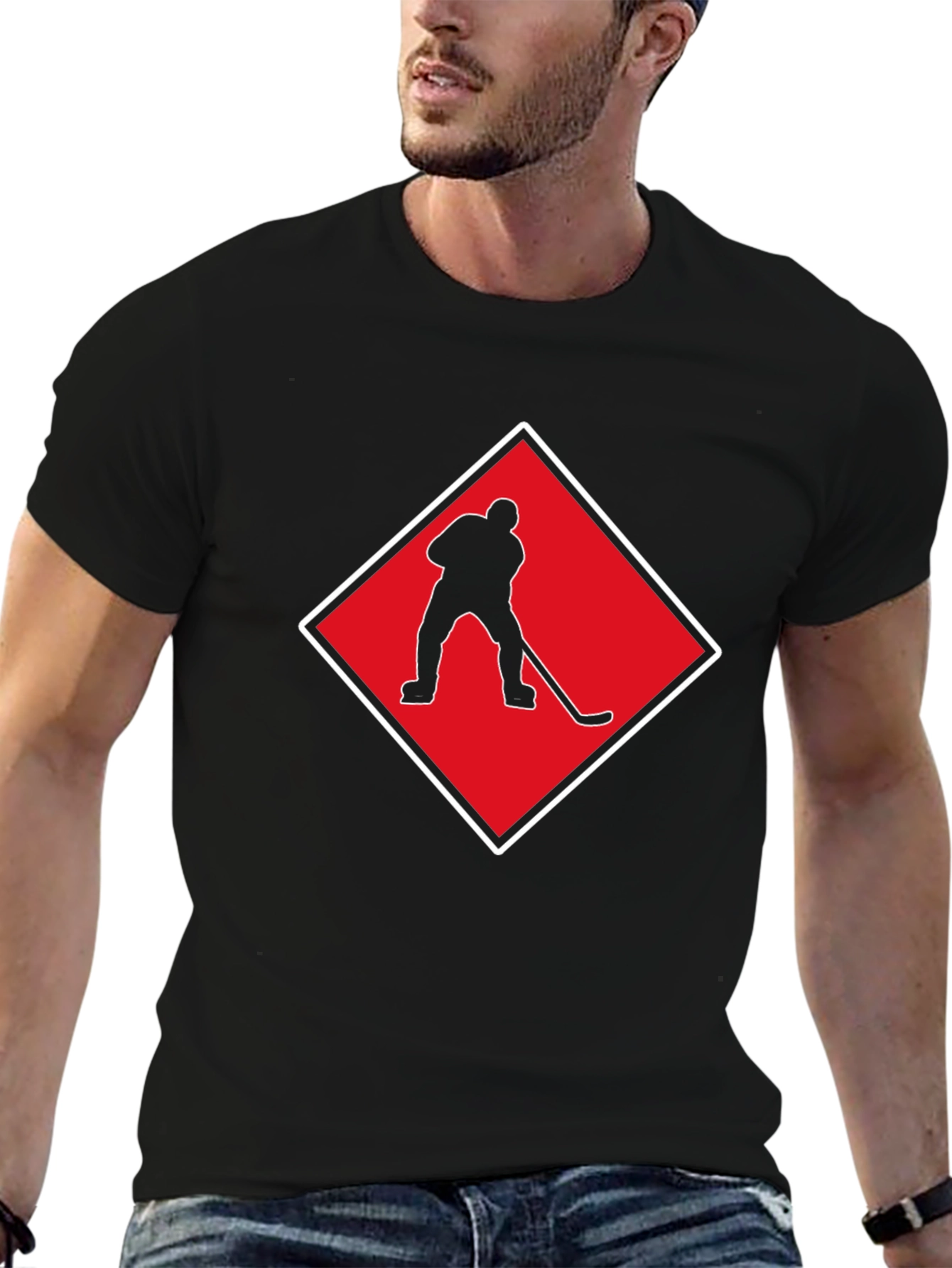 Hockey Player Silhouette Graphic Tee