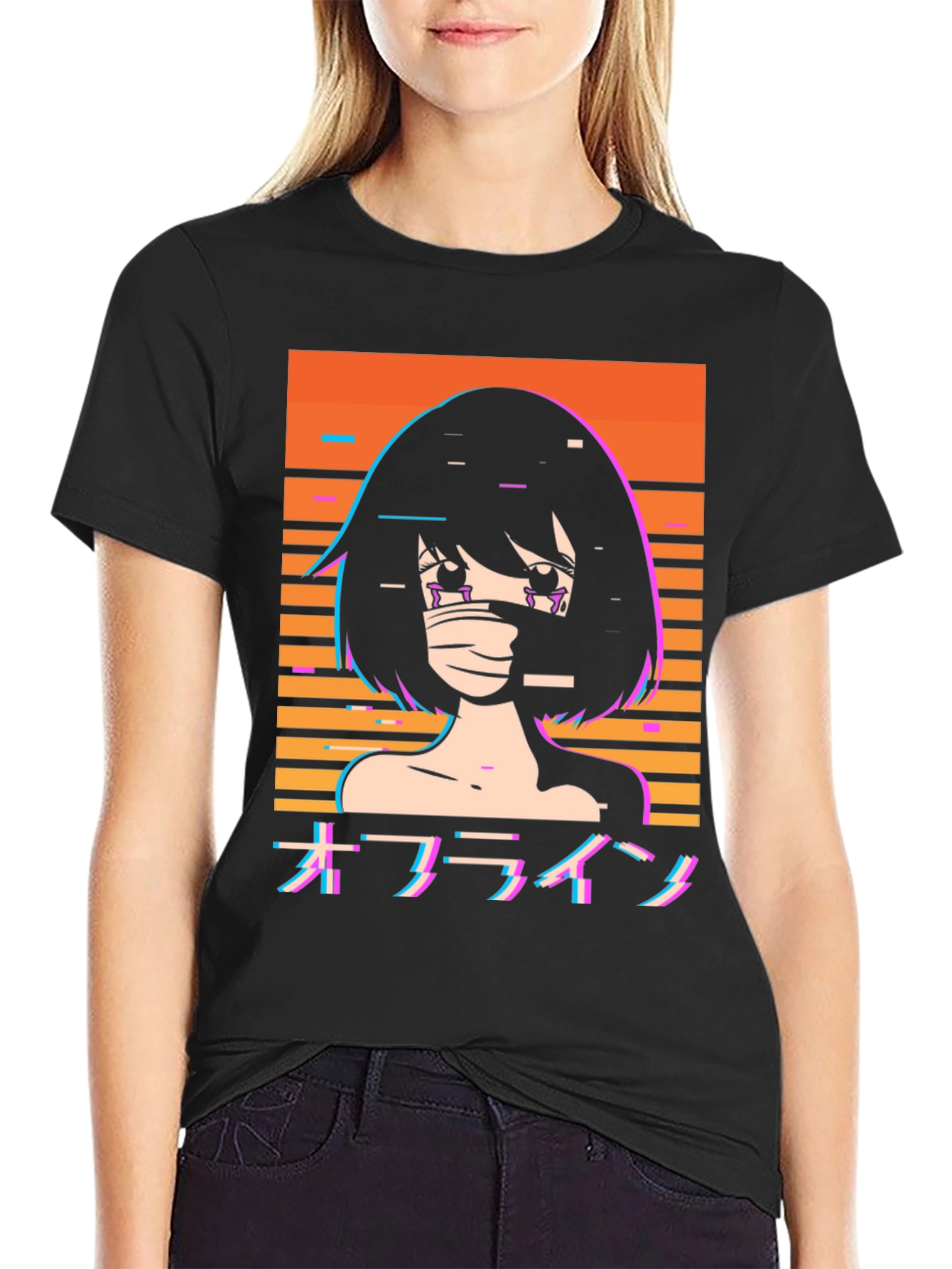 Offline Anime Girl T-Shirt - Vaporwave Aesthetic Tee