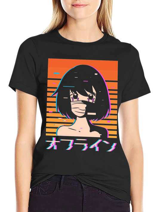 Offline Anime Girl T-Shirt - Vaporwave Aesthetic Tee