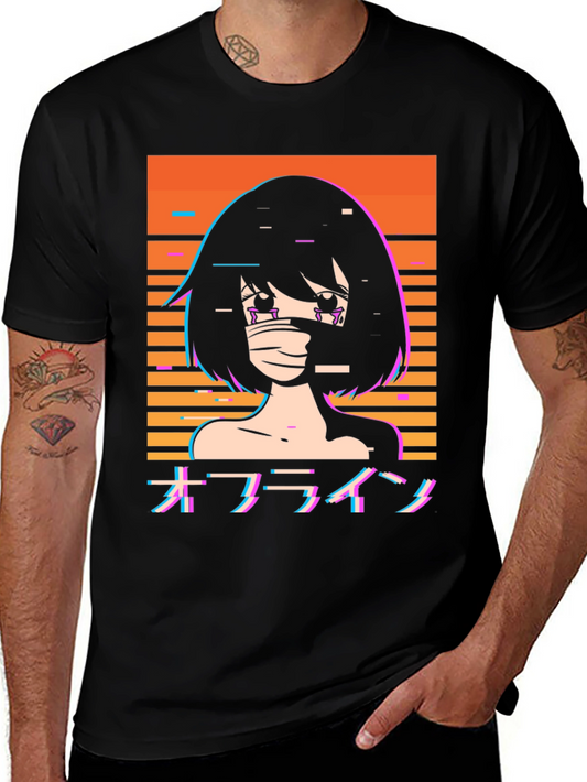 Offline Anime Girl T-Shirt - Vaporwave Aesthetic Tee