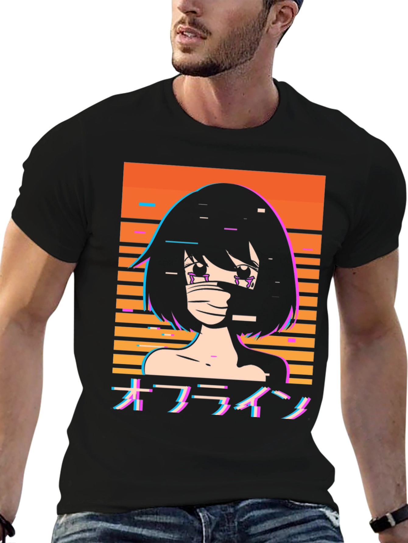 Offline Anime Girl T-Shirt - Vaporwave Aesthetic Tee