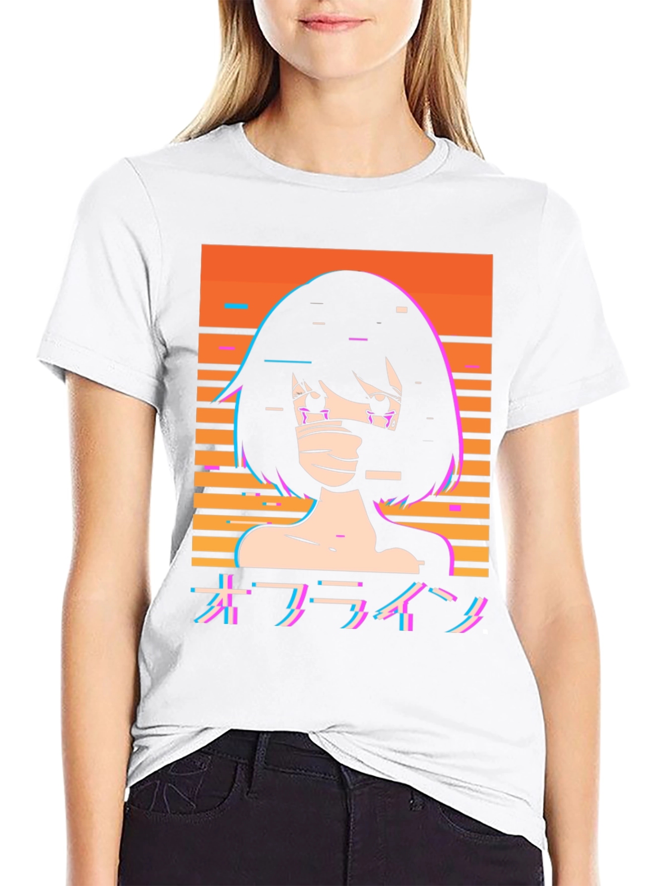 Offline Anime Girl T-Shirt - Vaporwave Aesthetic Tee