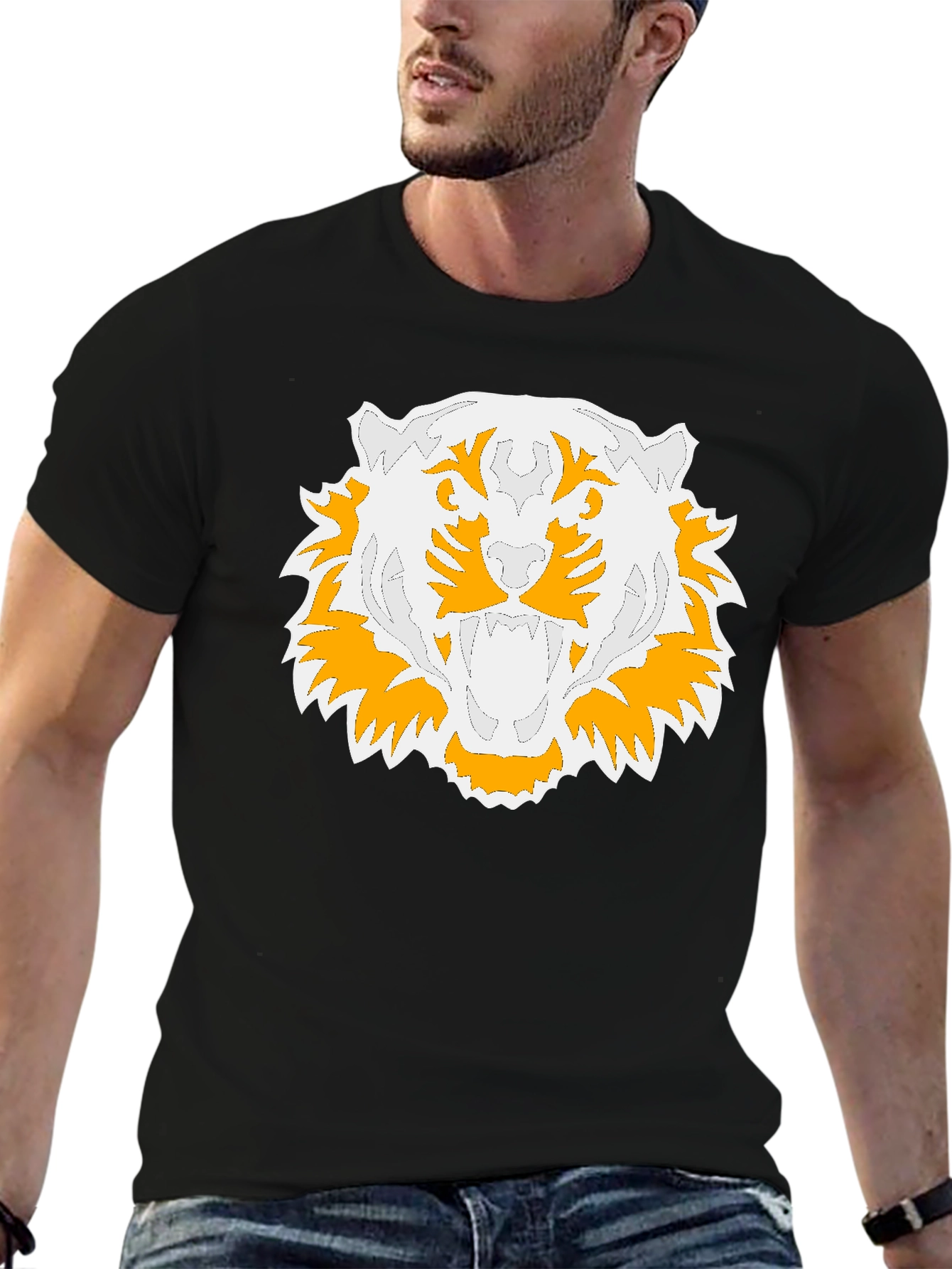 Tiger Graphic Print Black T-Shirt