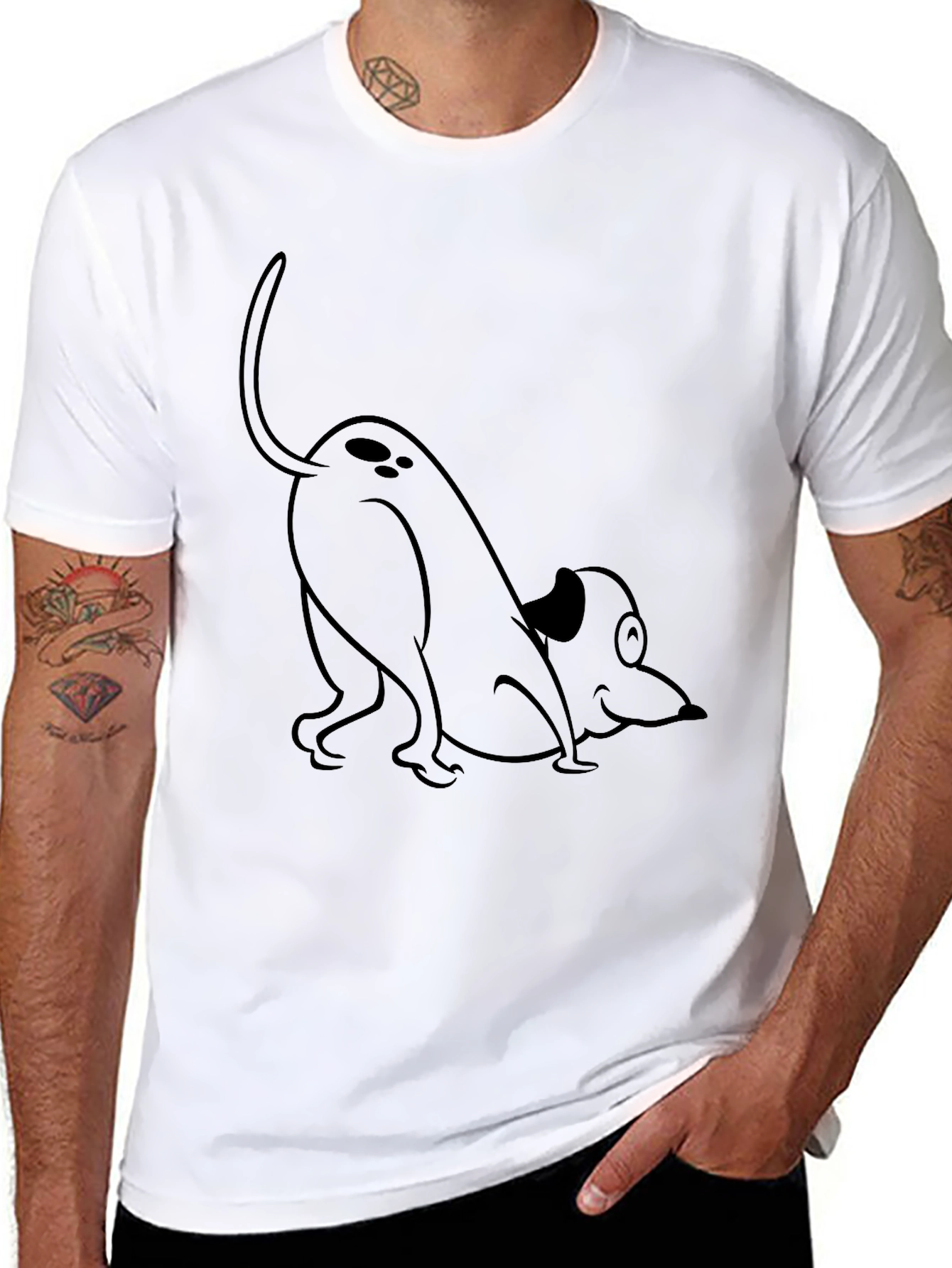 Playful Pup Graphic Tee - Classic Black