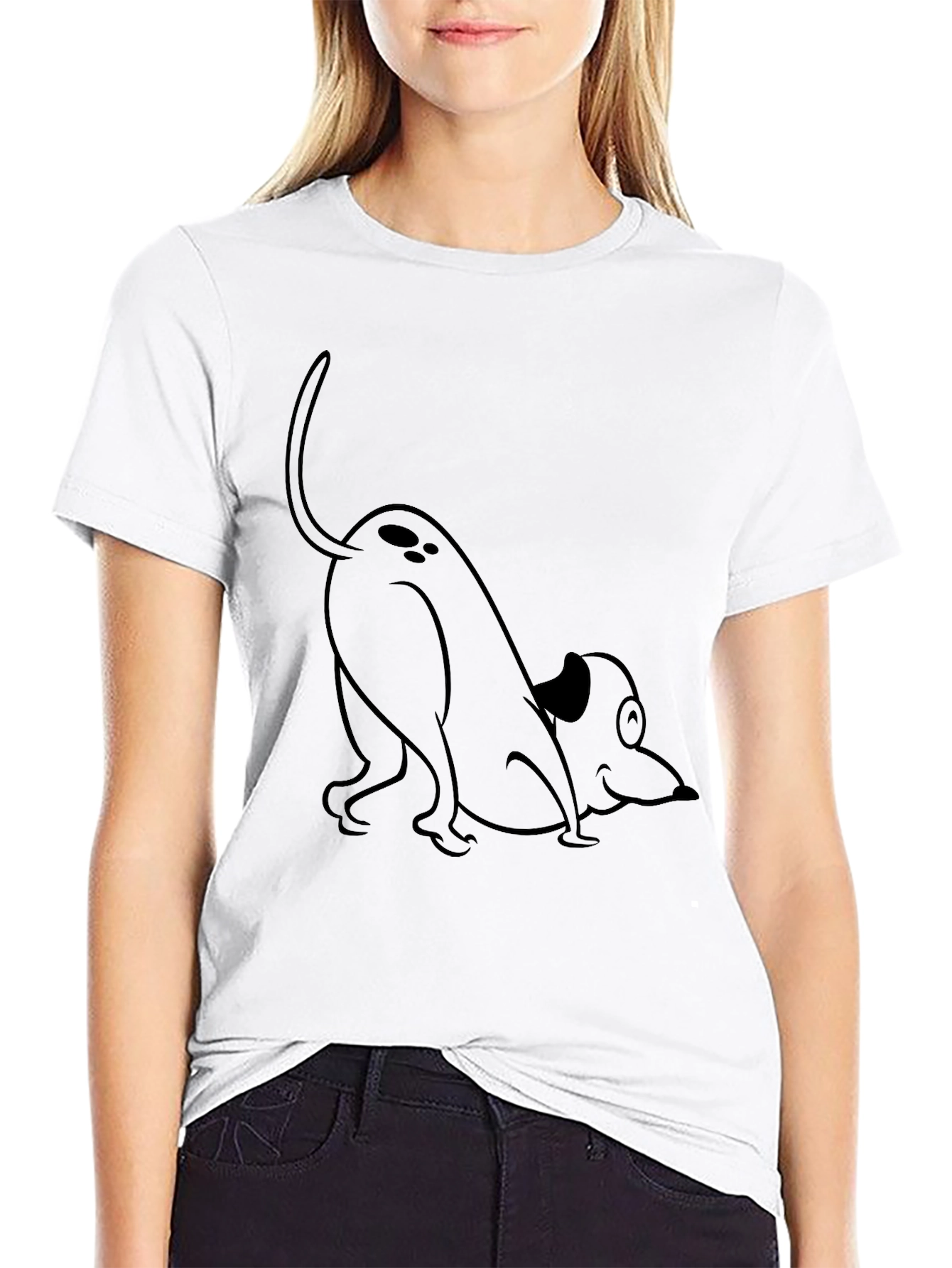 Playful Pup Graphic Tee - Classic Black