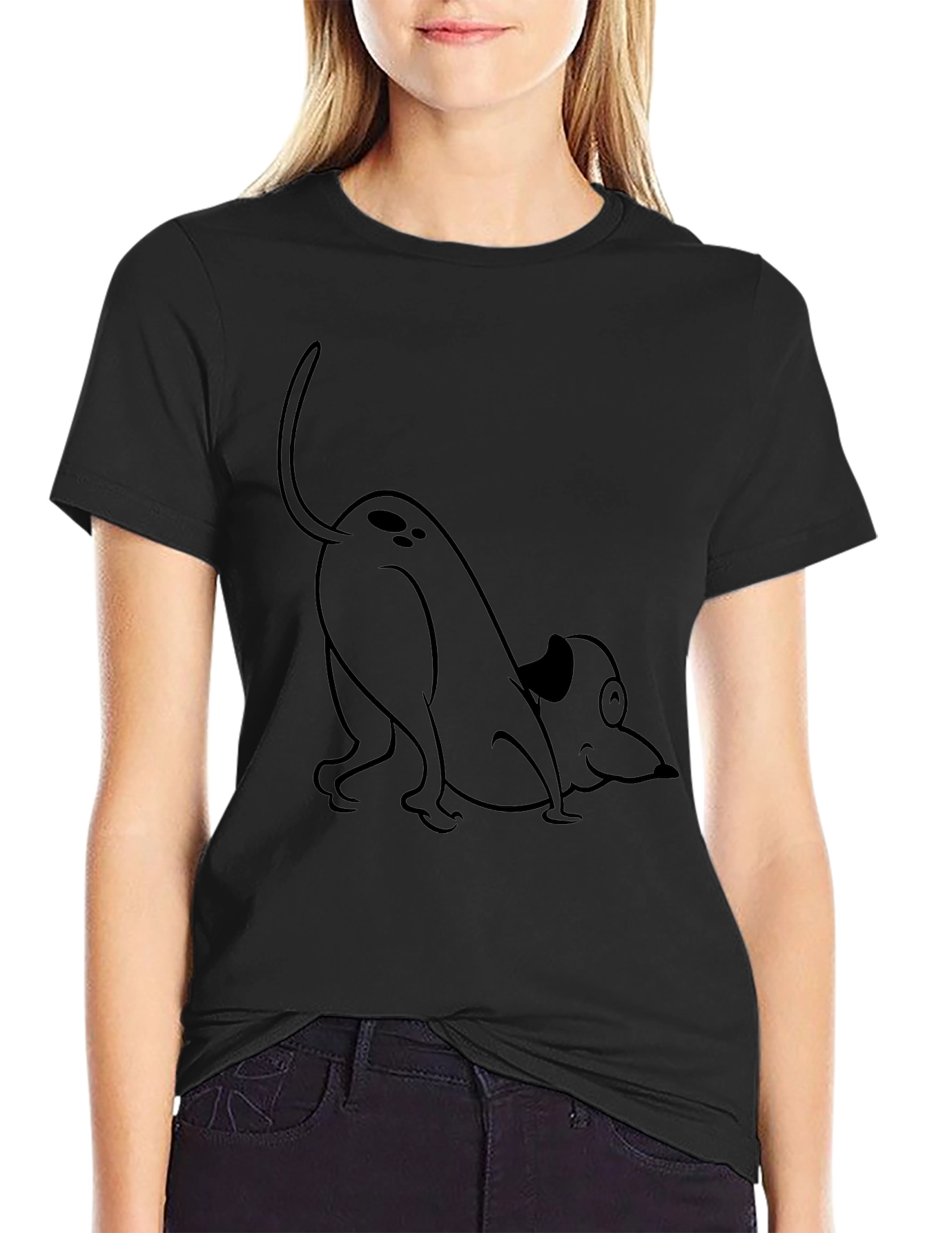 Playful Pup Graphic Tee - Classic Black