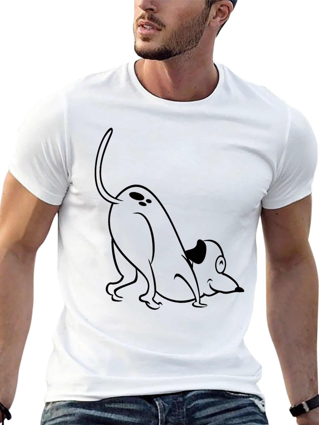 Playful Pup Graphic Tee - Classic Black