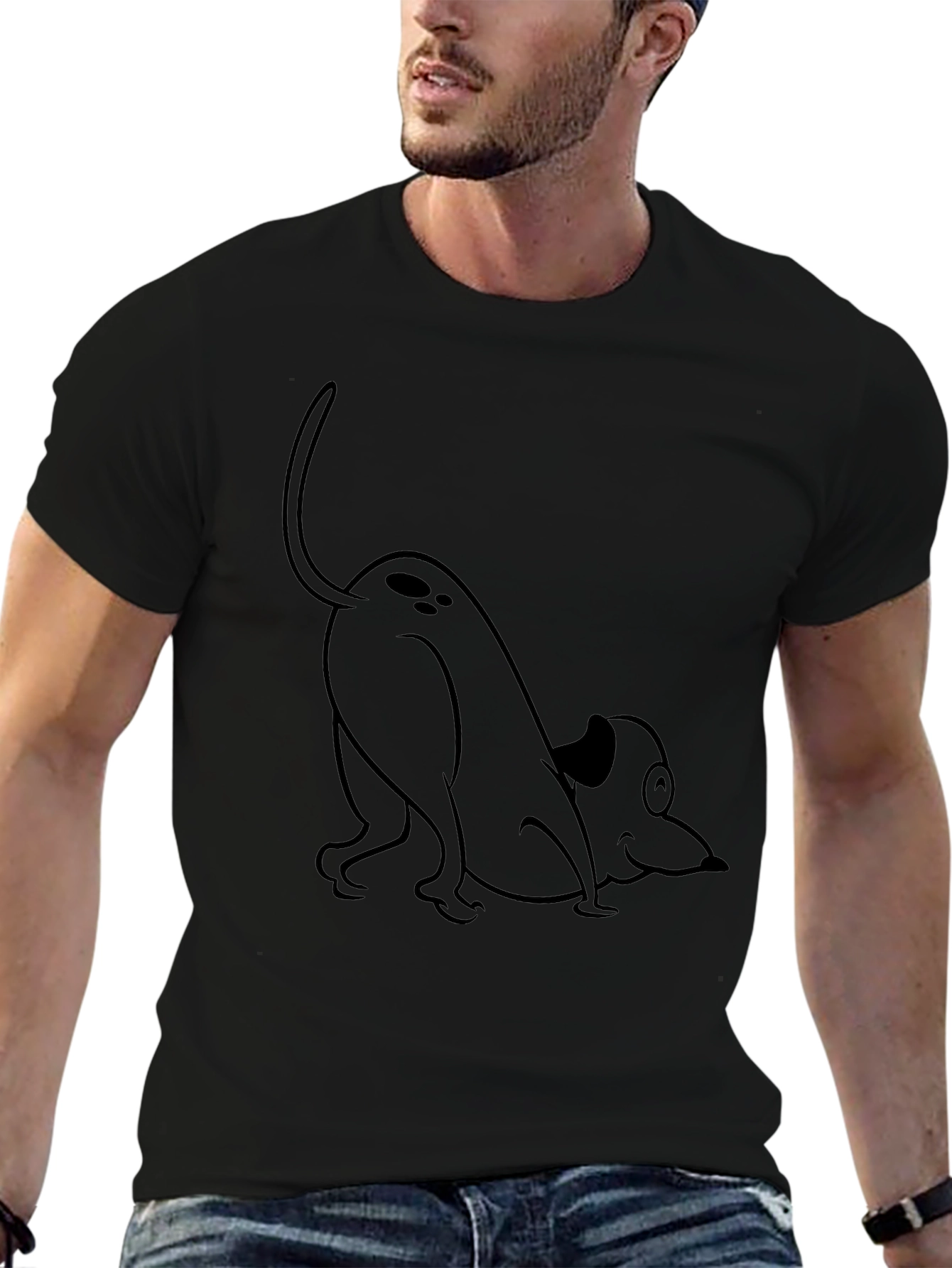 Playful Pup Graphic Tee - Classic Black