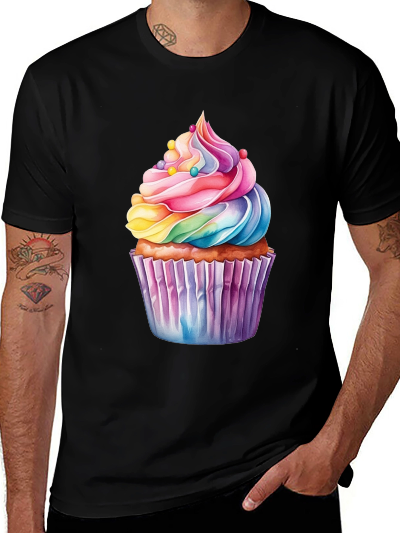 Rainbow Cupcake Graphic T-Shirt