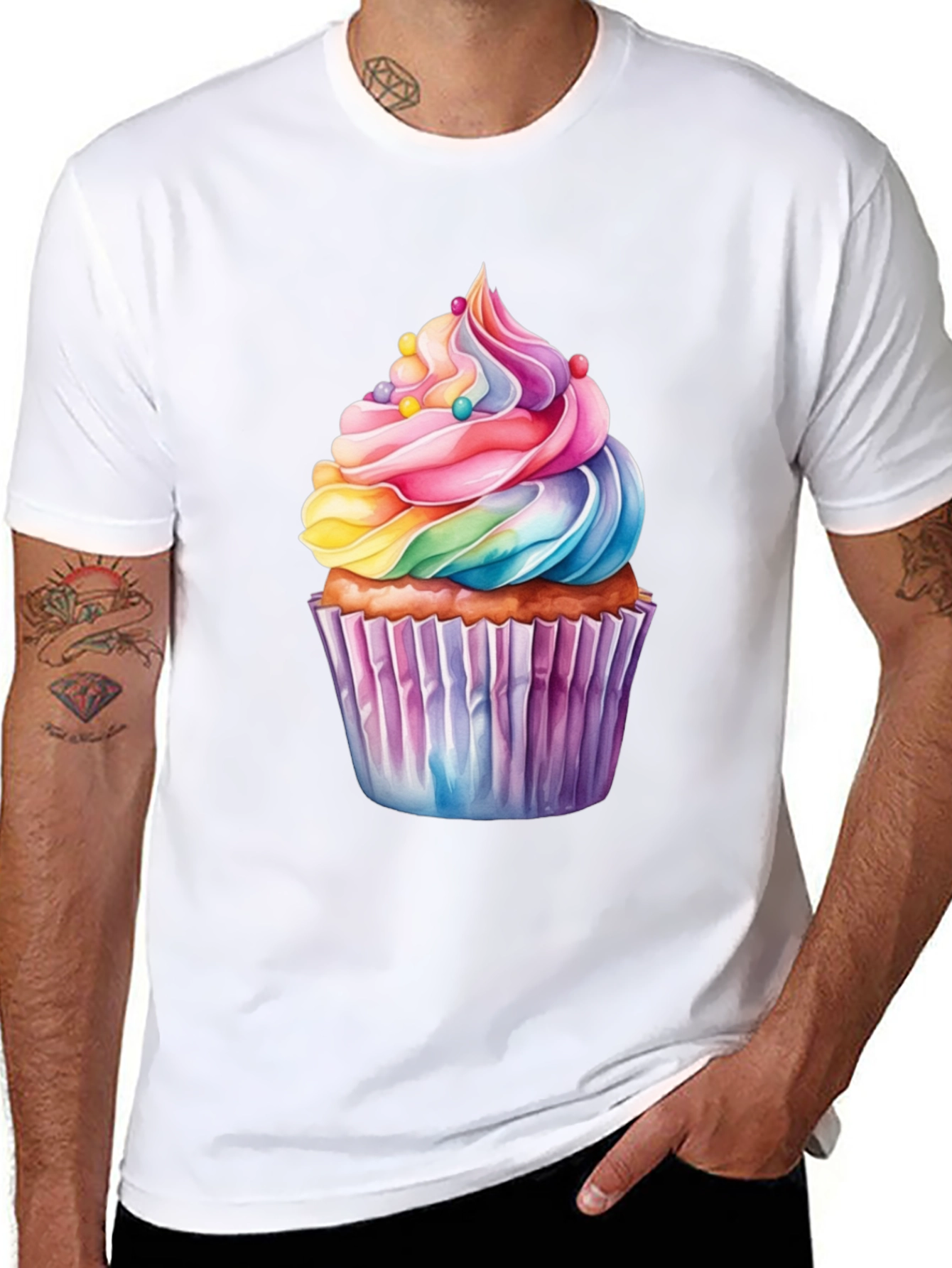Rainbow Cupcake Graphic T-Shirt
