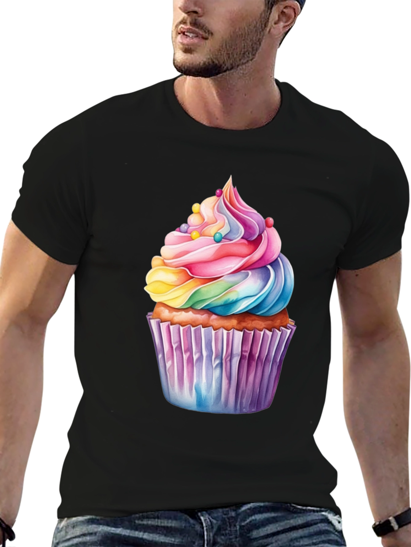 Rainbow Cupcake Graphic T-Shirt