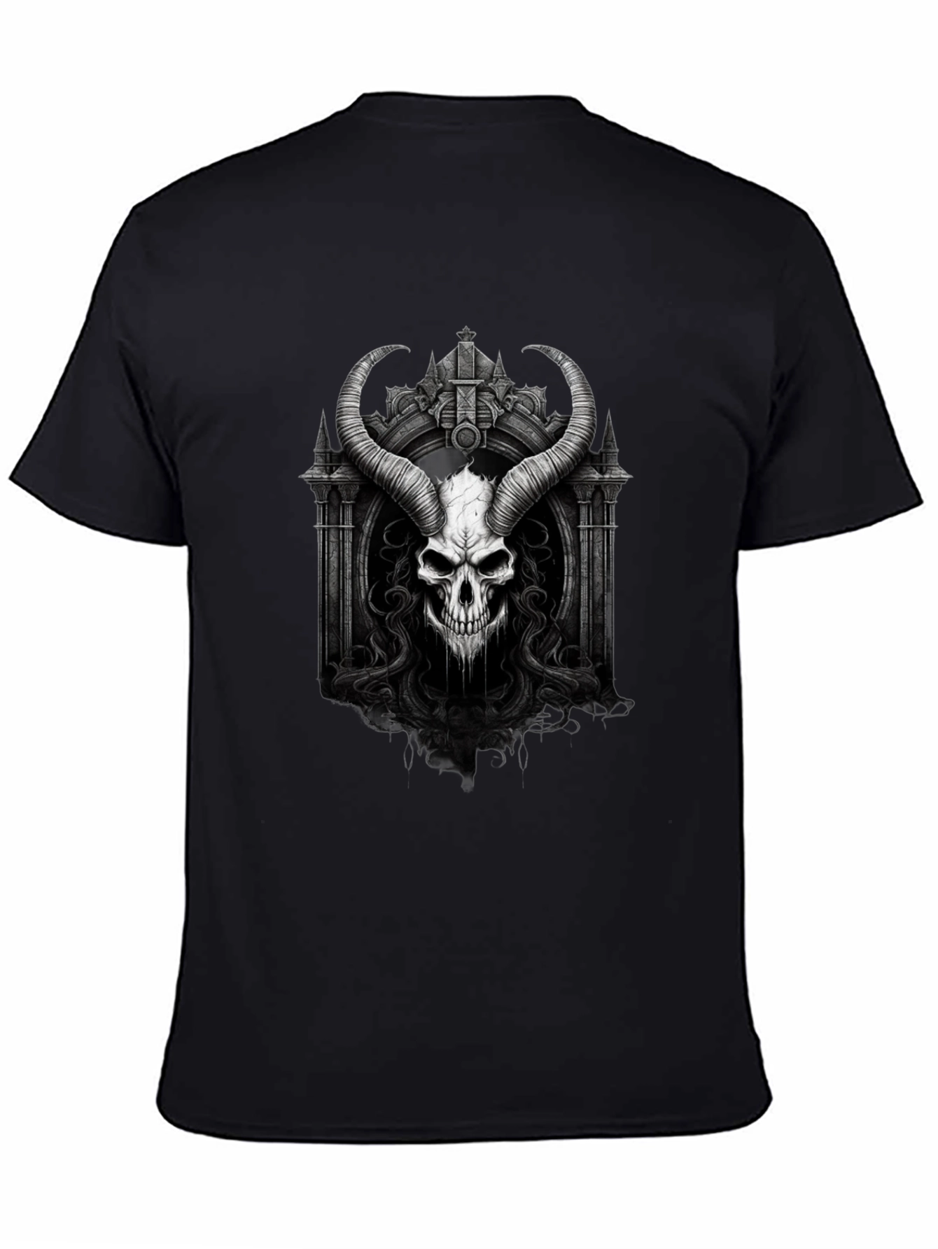 Skull and Horns Graphic Black Tee