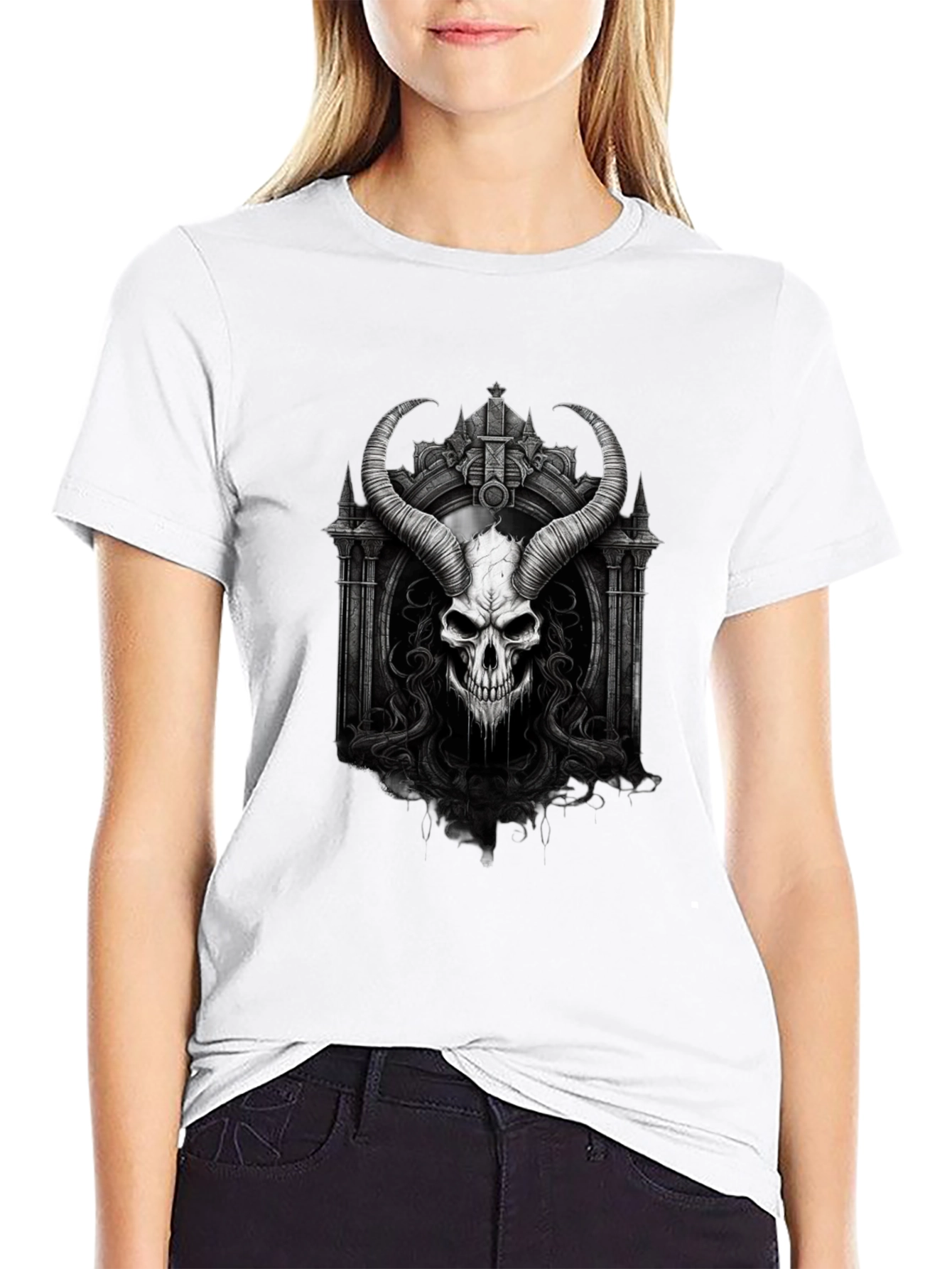 Skull and Horns Graphic Black Tee