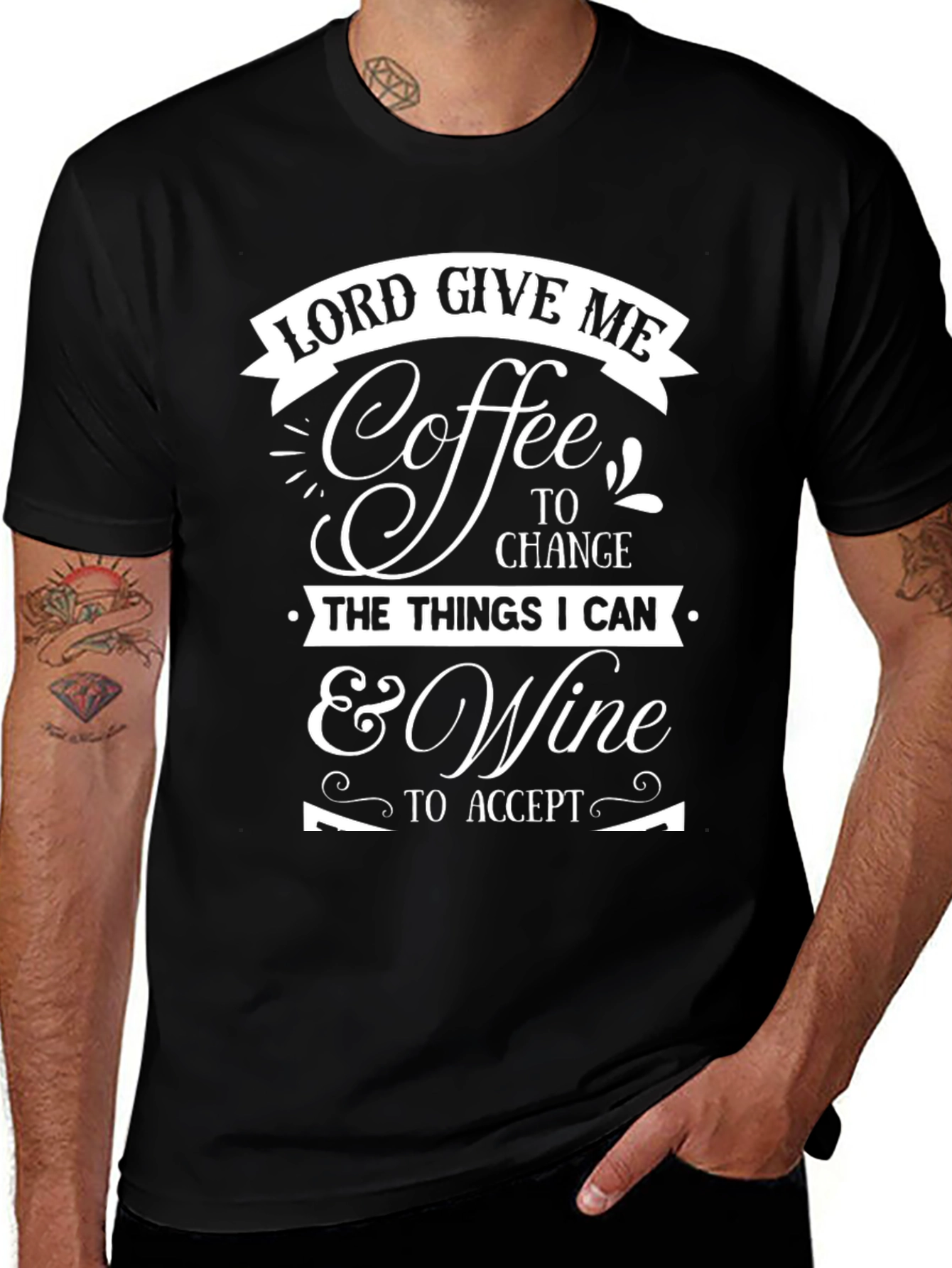 Lord Give Me Coffee & Wine Graphic T-Shirt