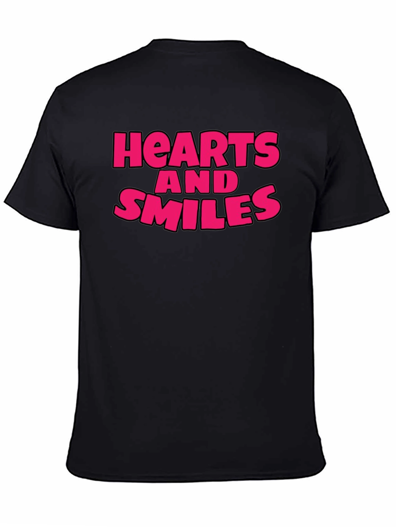 Hearts and Smiles Graphic T-Shirt - Black