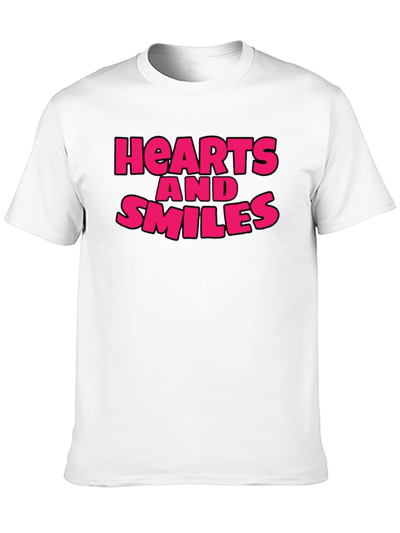 Hearts and Smiles Graphic T-Shirt - Black