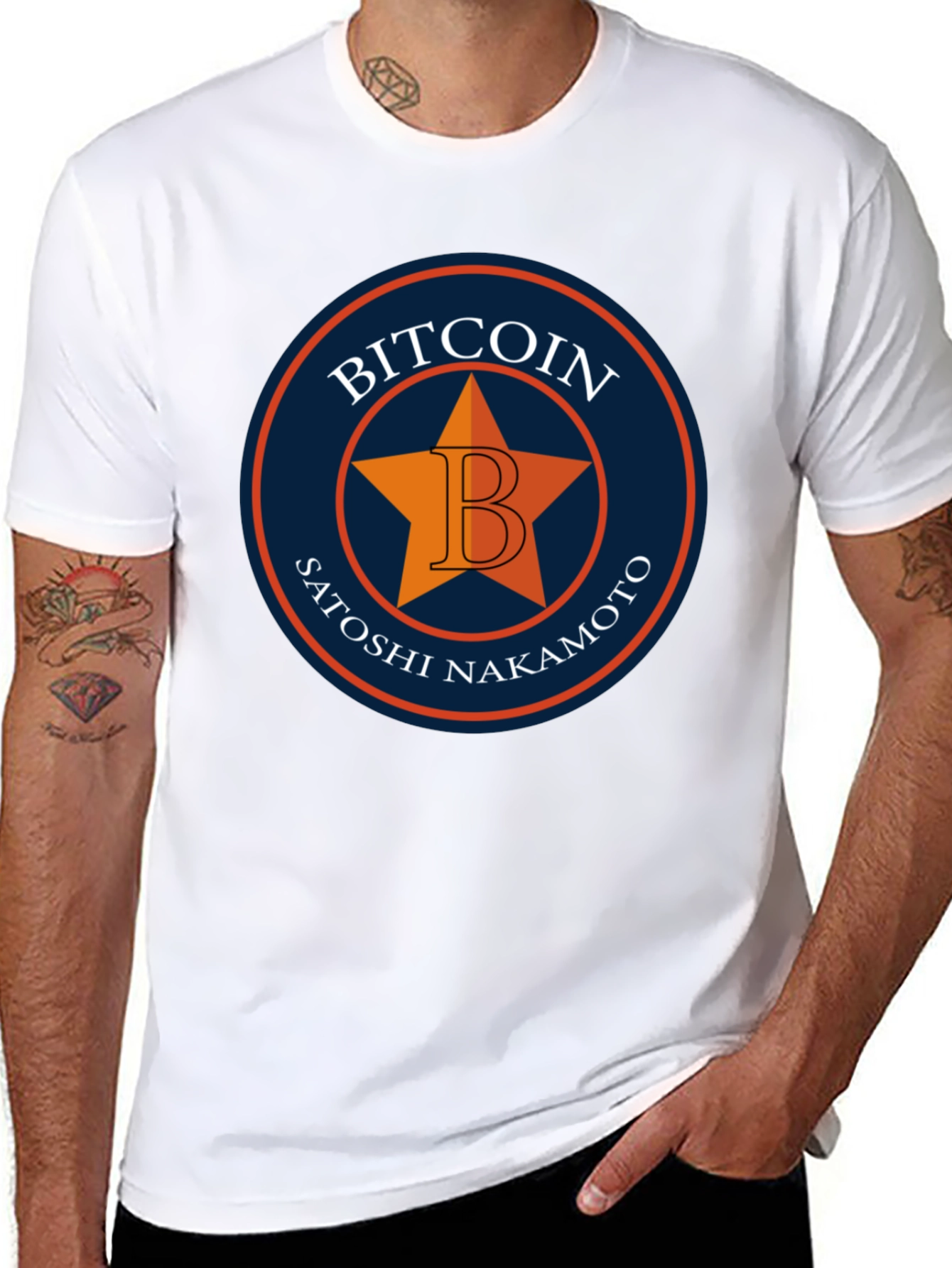 Bitcoin Satoshi Nakamoto Star Graphic T-Shirt