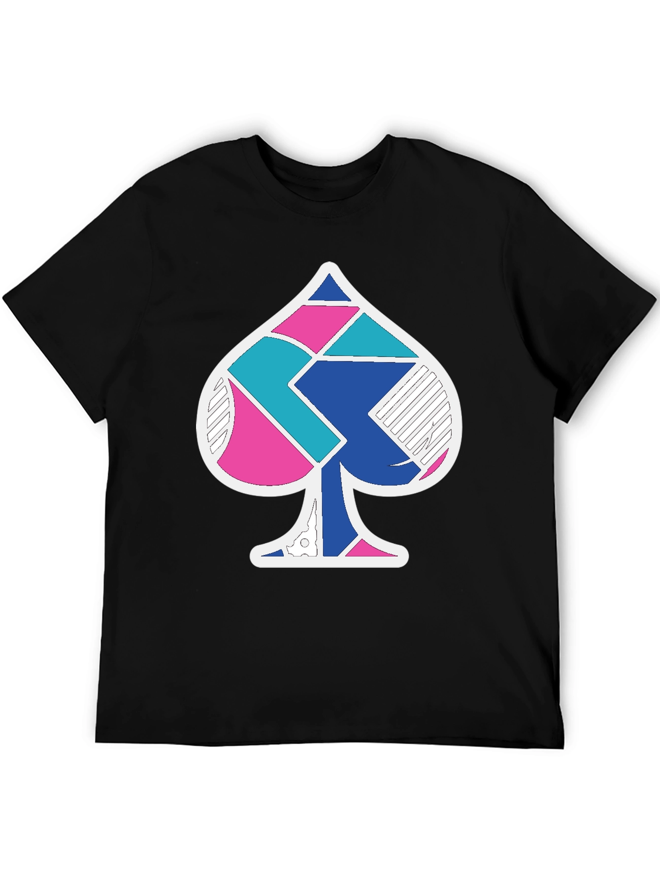 Ace Spade Geometric Mens Black T-Shirt