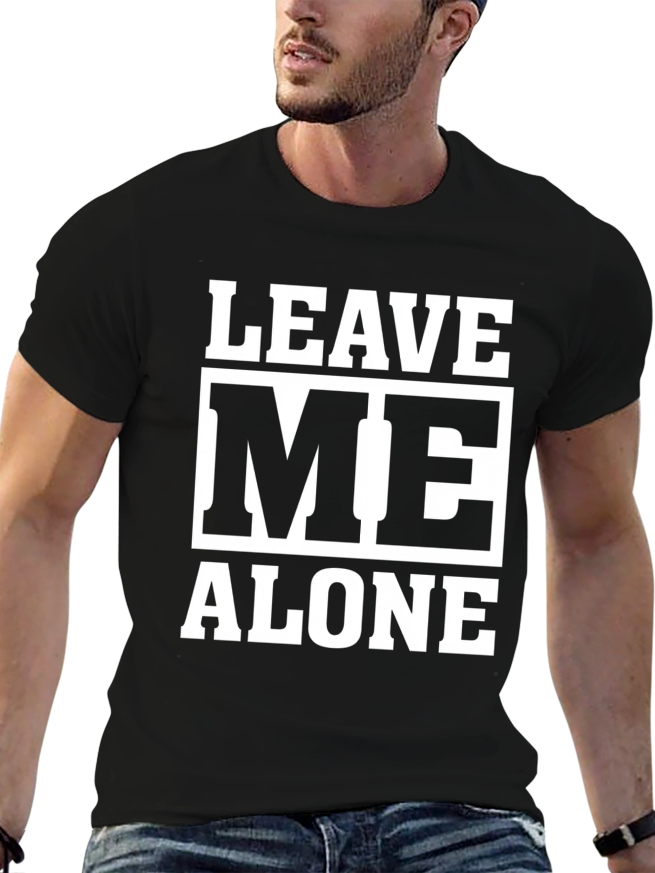 Leave Me Alone Graphic Tee - Black Cotton T-Shirt