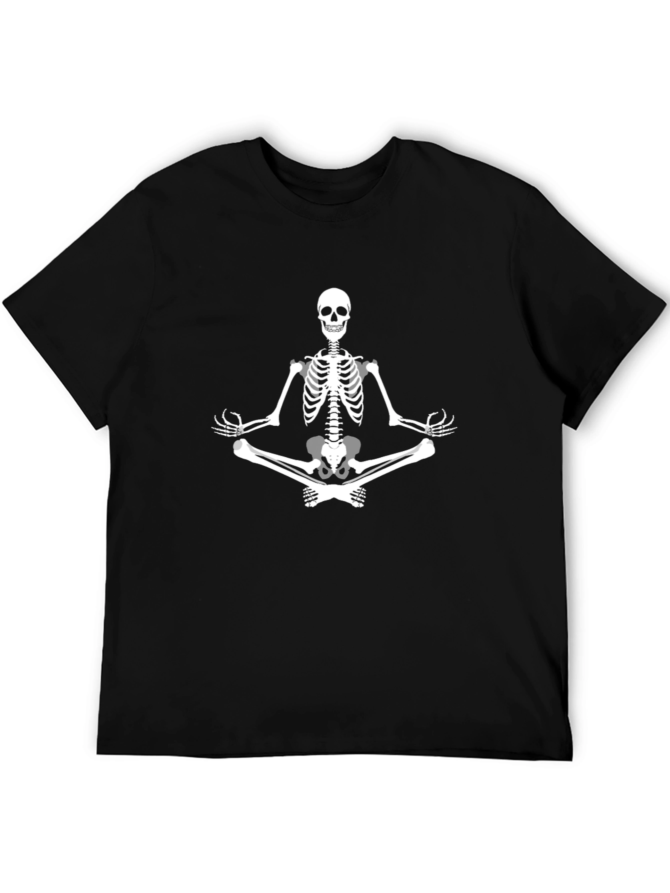 Meditating Skeleton Graphic Tee - Black