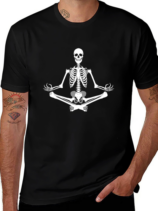 Meditating Skeleton Graphic Tee - Black
