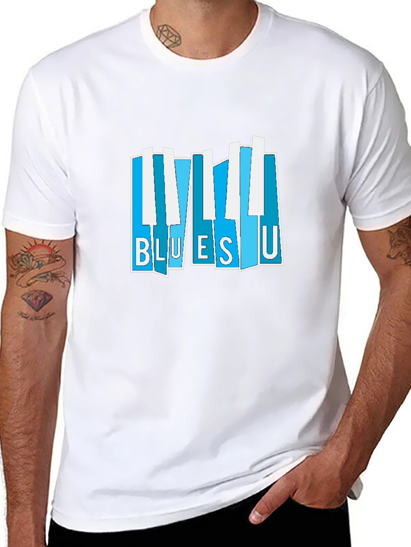 Blues U Piano Keys Graphic Tee - Black