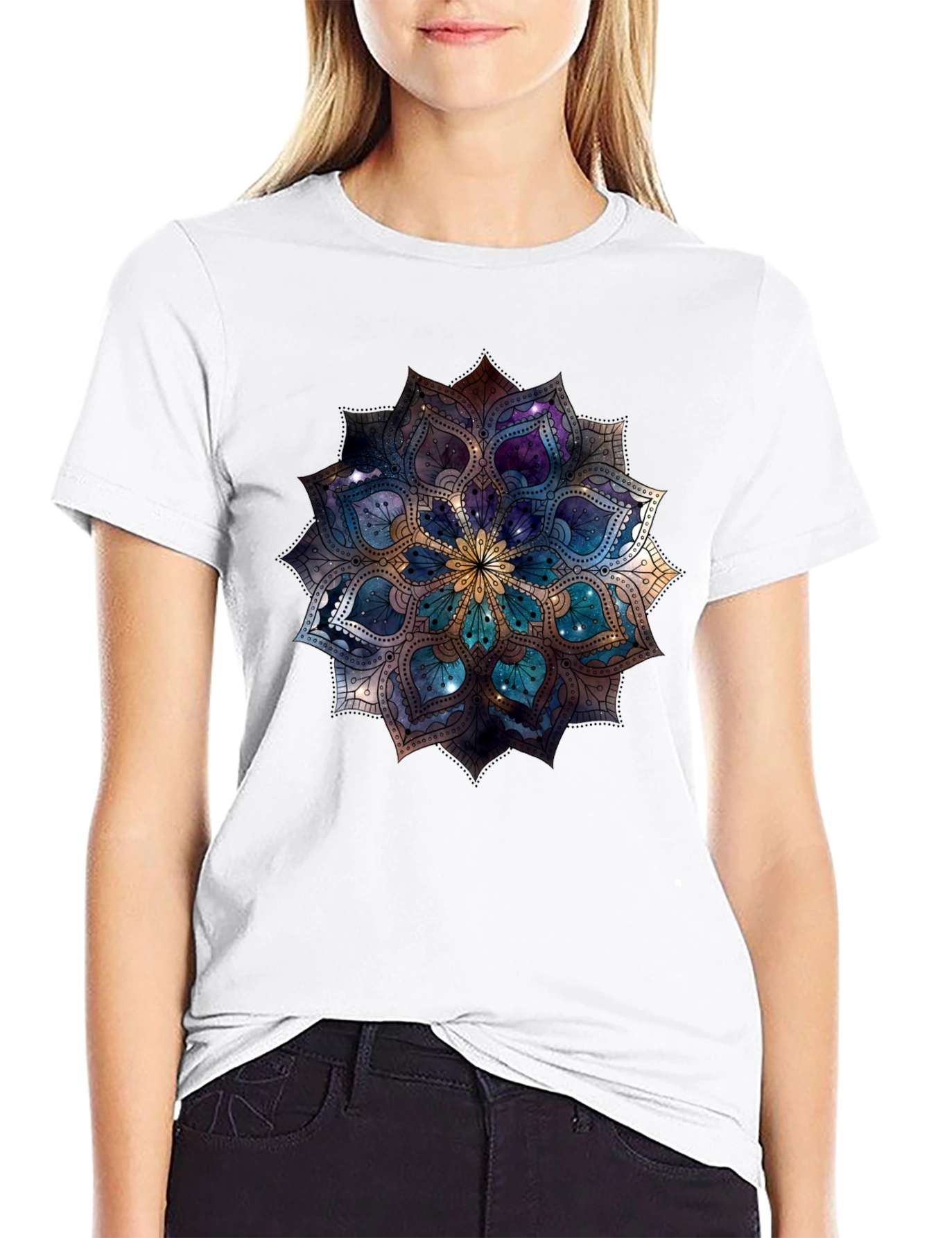 Galaxy Mandala Graphic Black Tee