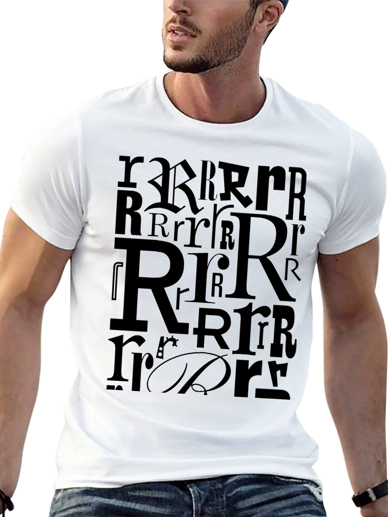 Letter R Graphic Print T-Shirt