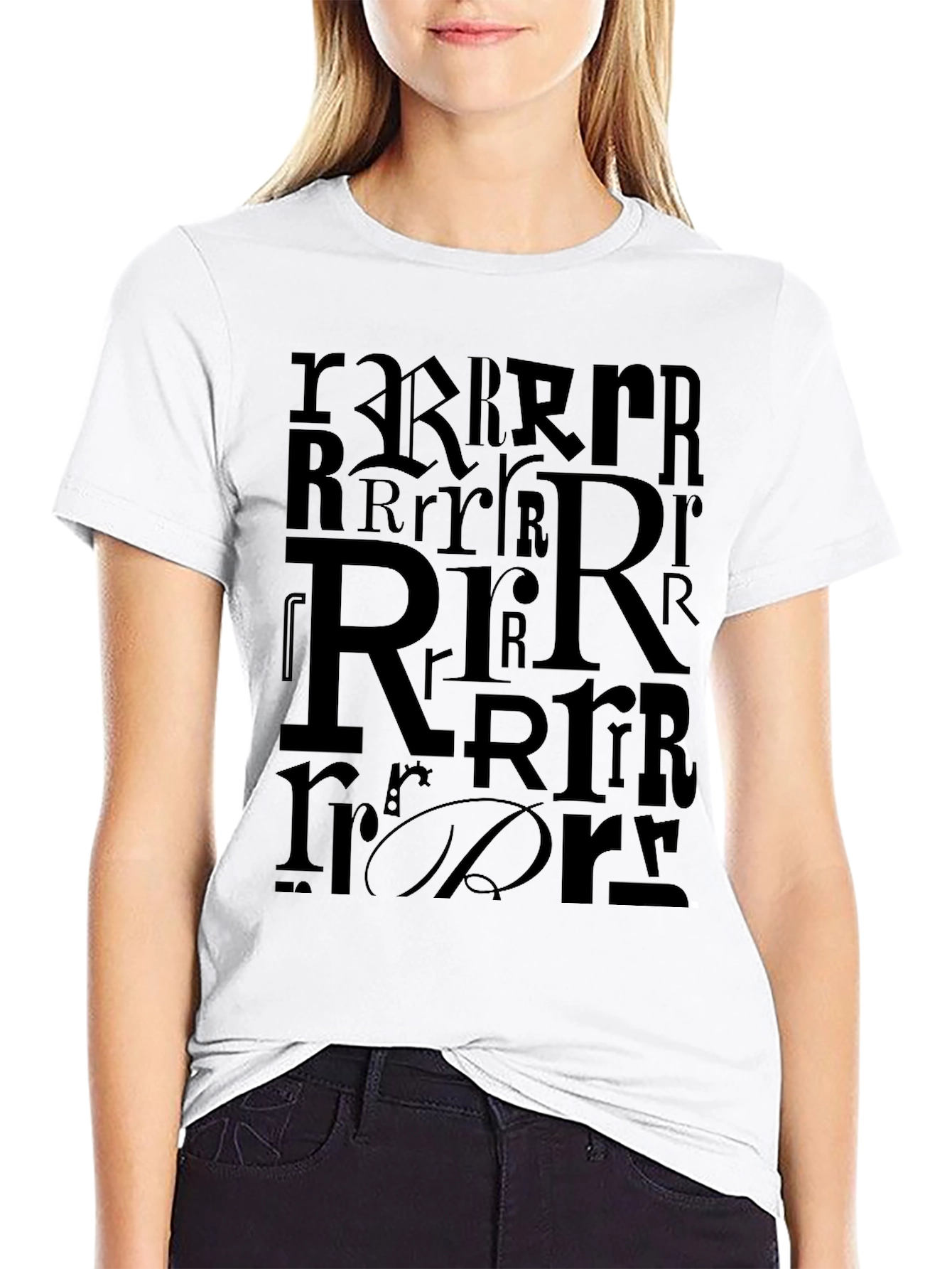 Letter R Graphic Print T-Shirt