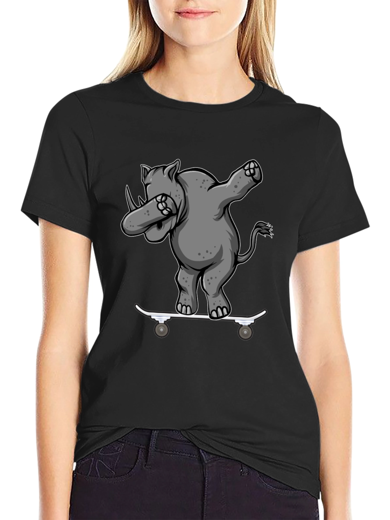 Rhino Skater Dab T-Shirt - Cool Animal Tee